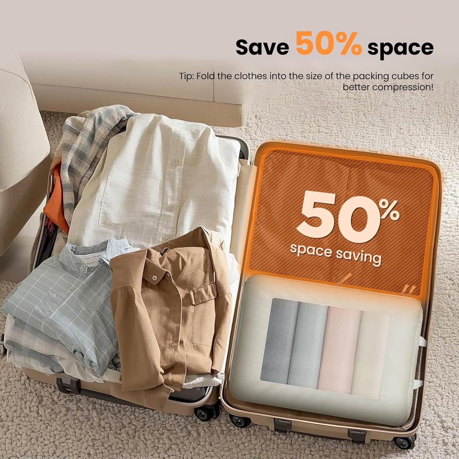 Set de 8 Cubos de Compresión AUGOSTA para Equipaje Beige