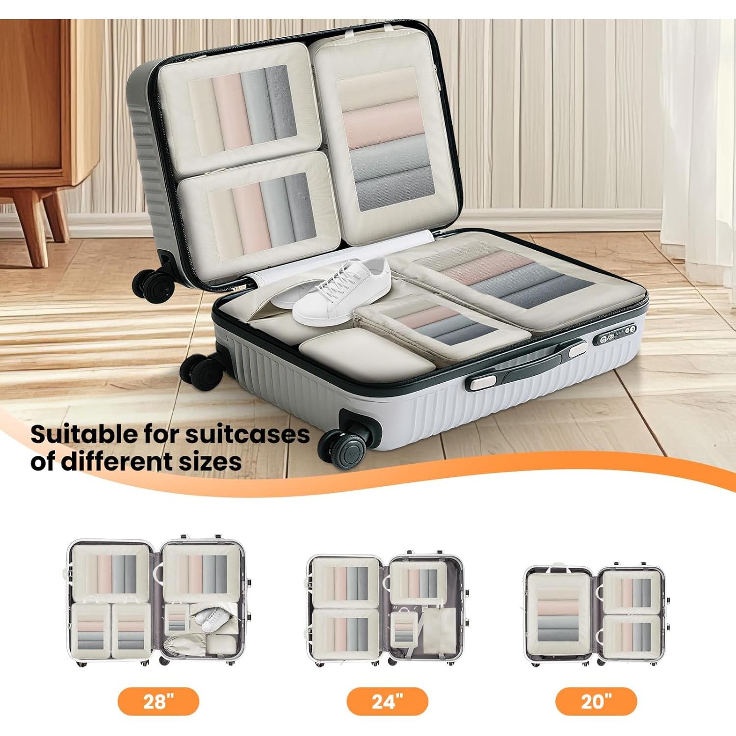 Set de 8 Cubos de Compresión AUGOSTA para Equipaje Beige