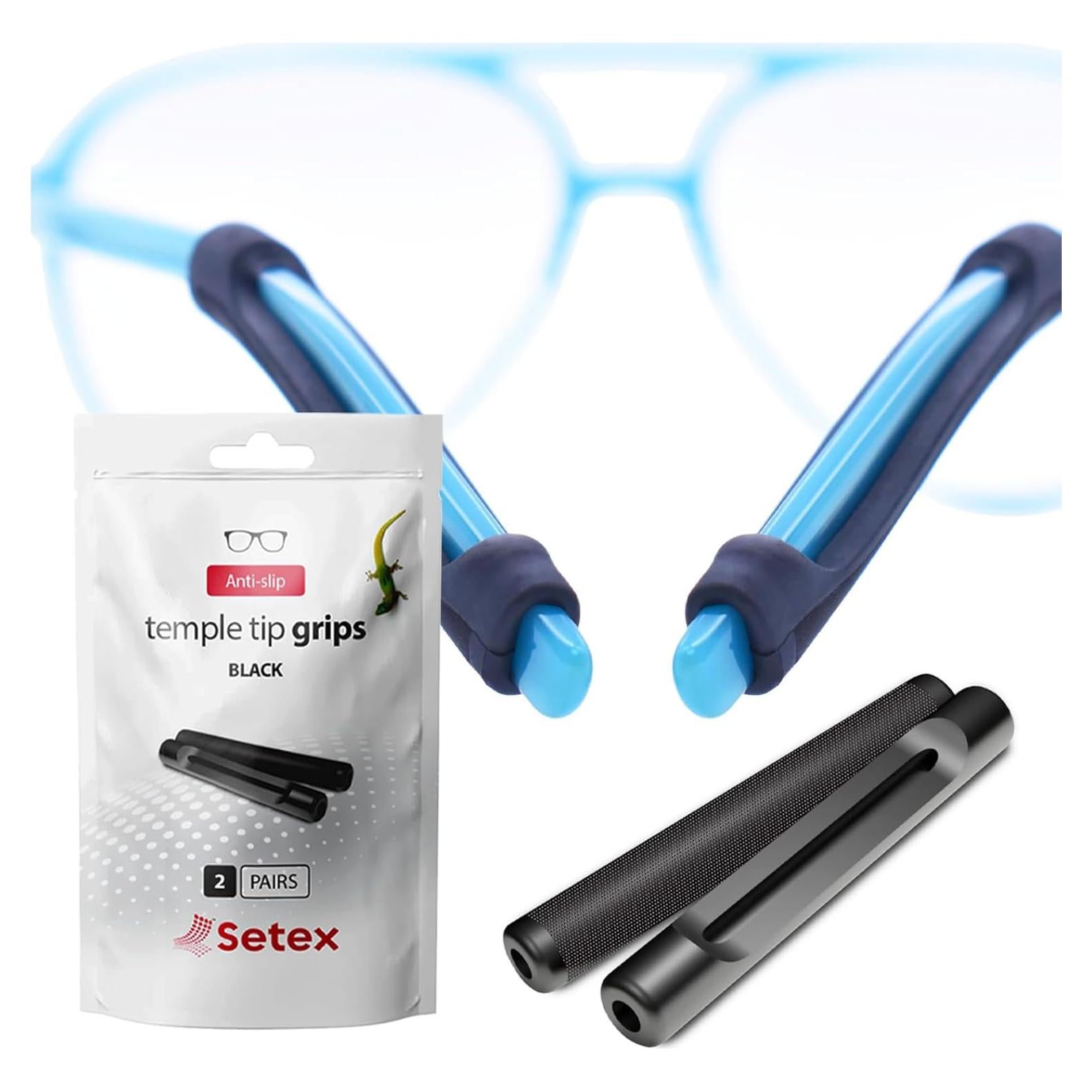Setex Grip para Gafas - 2 Pares Negros Antideslizantes