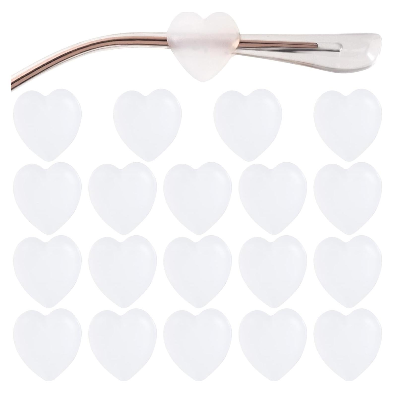 Grapas de Silicona para Gafas Corazón 10 Pares Blanco