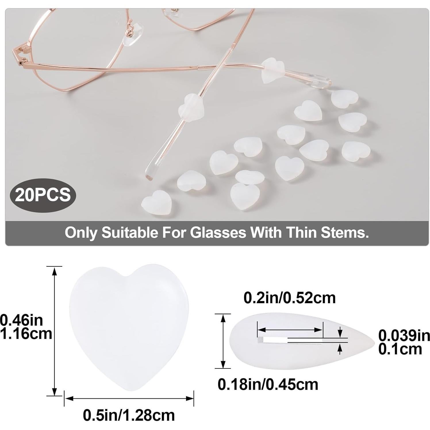 Grapas de Silicona para Gafas Corazón 10 Pares Blanco