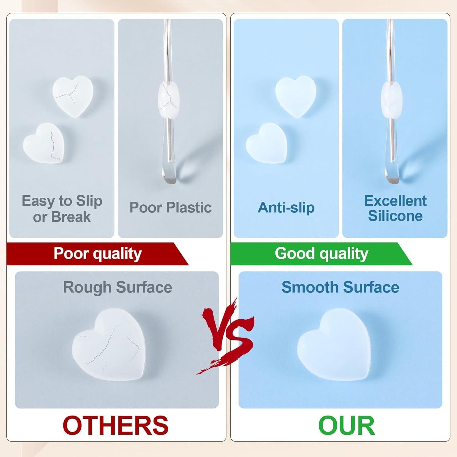 Grapas de Silicona para Gafas Corazón 10 Pares Blanco