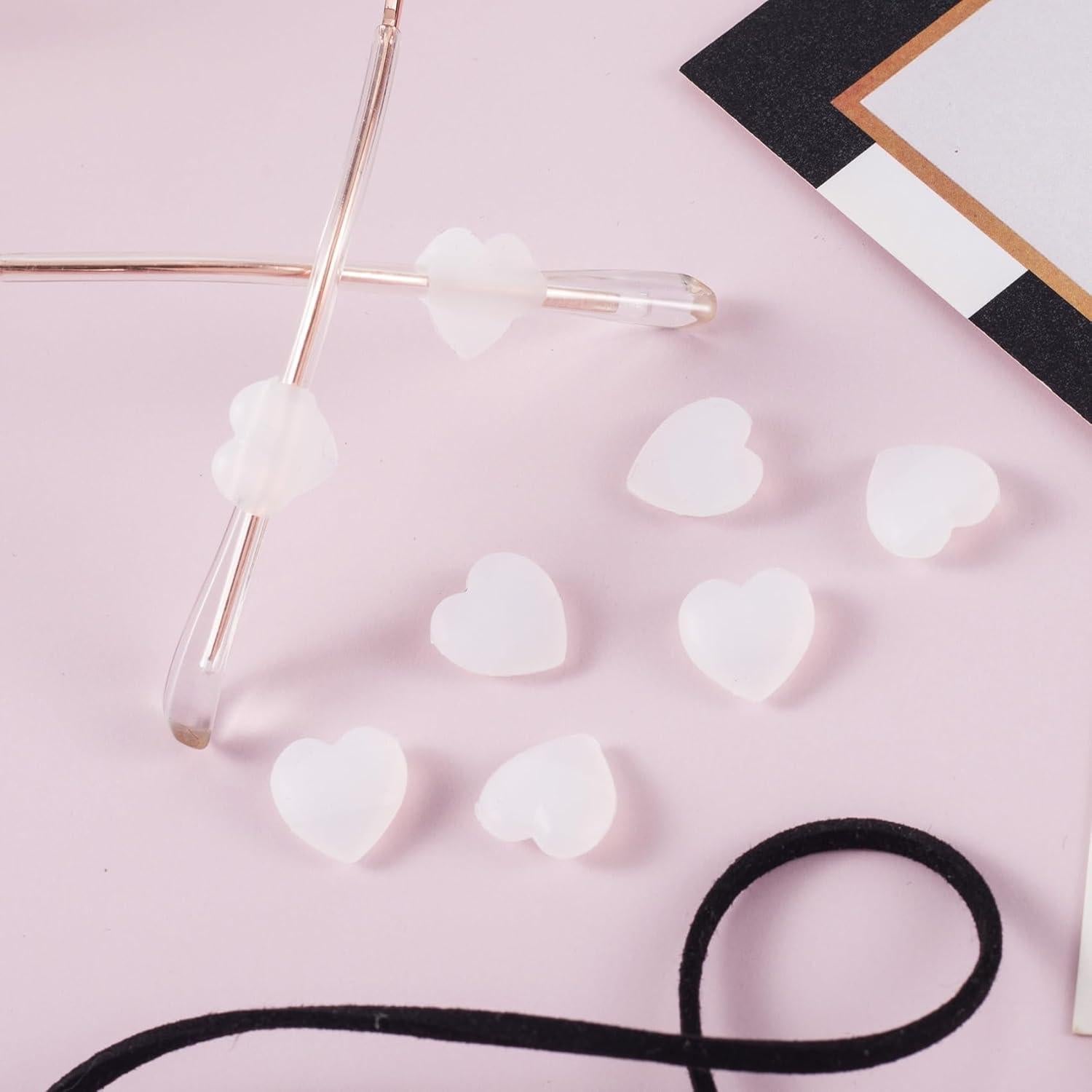 Grapas de Silicona para Gafas Corazón 10 Pares Blanco
