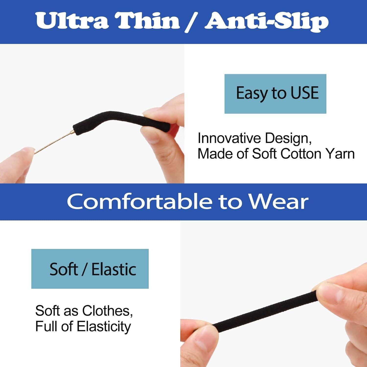 Funda de Algodón Suave Antideslizante para Patas de Gafas Omnful