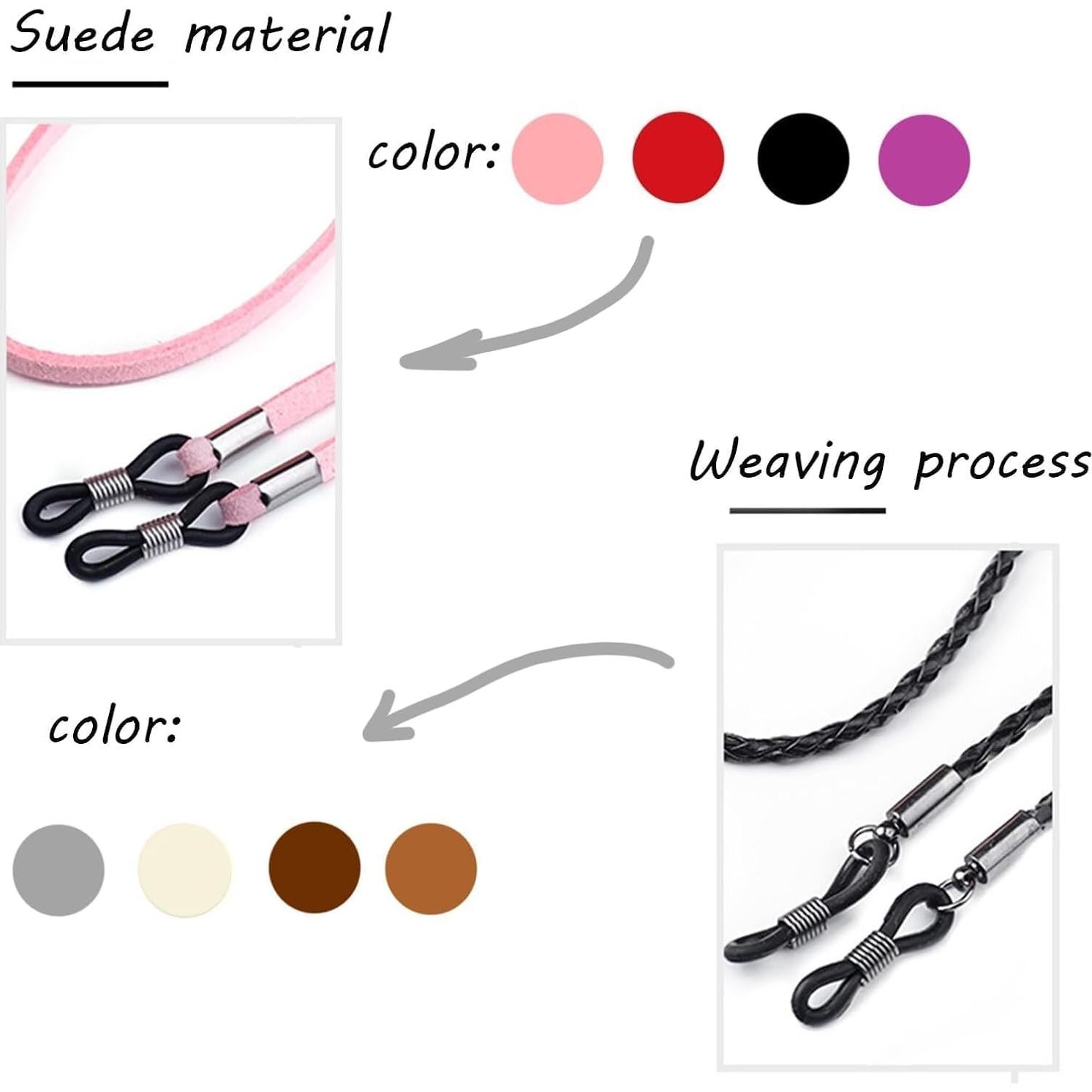 Correa para Gafas 8 Pcs Mujer Cuero PU y Suede Colorido