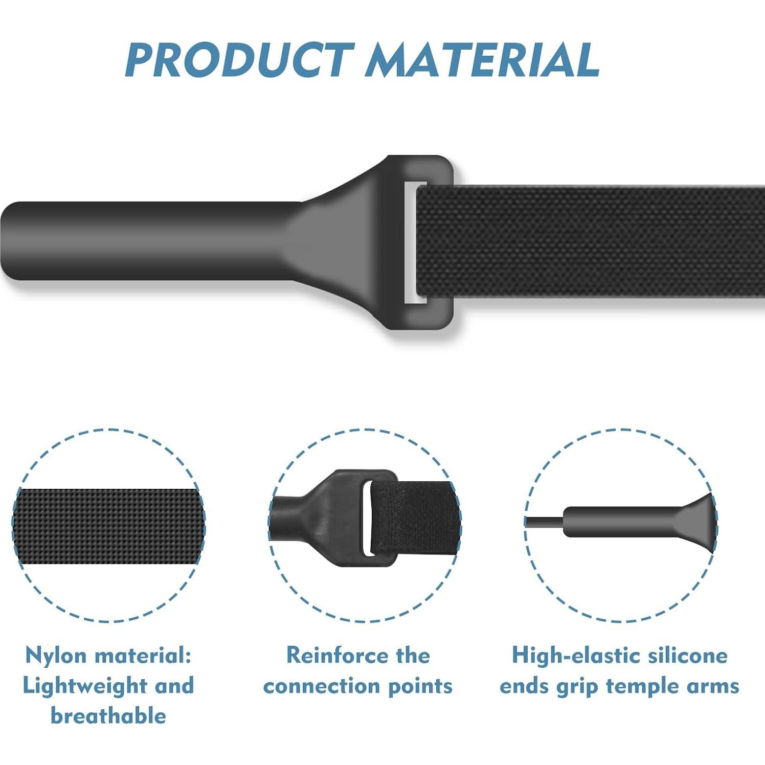 Paquete de 4 correas ajustables para gafas Xueem - Antideslizantes