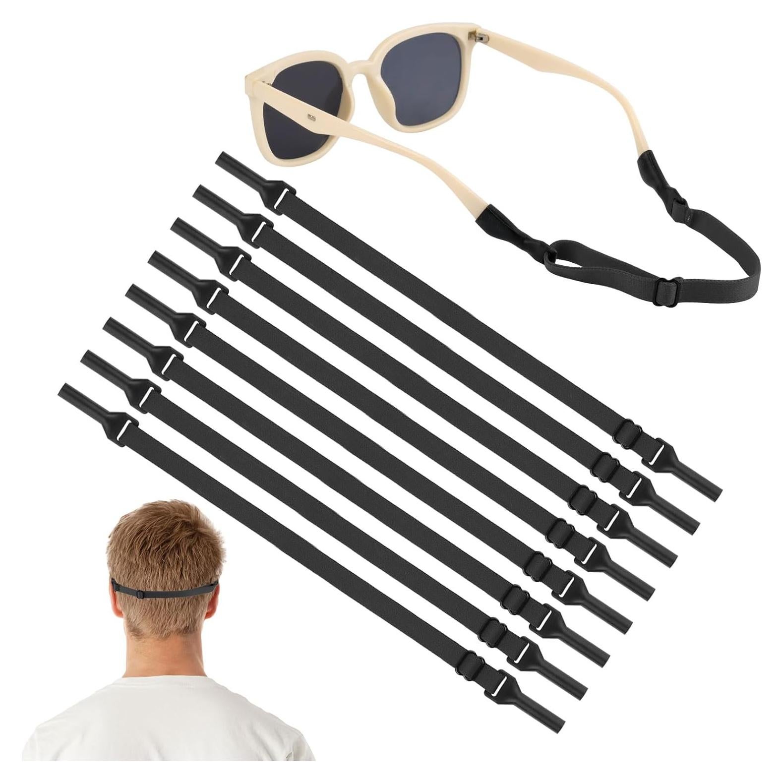 Correas para Gafas Opvixi 8 Pcs Ajustables 21-31 cm Negras
