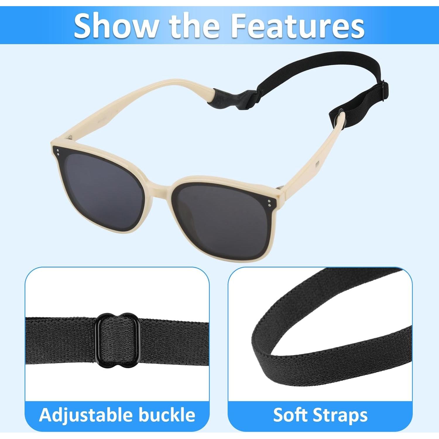 Correas para Gafas Opvixi 8 Pcs Ajustables 21-31 cm Negras