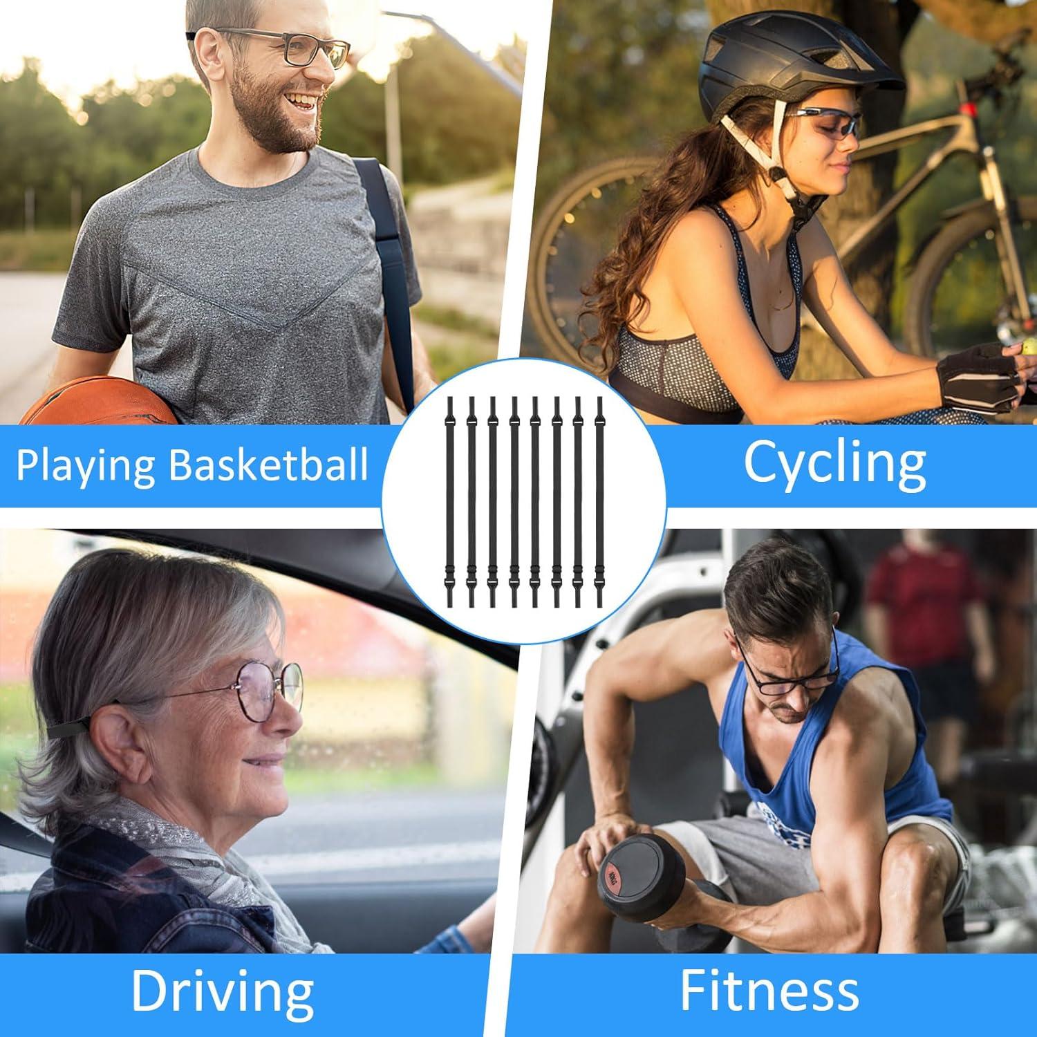 Correas para Gafas Opvixi 8 Pcs Ajustables 21-31 cm Negras