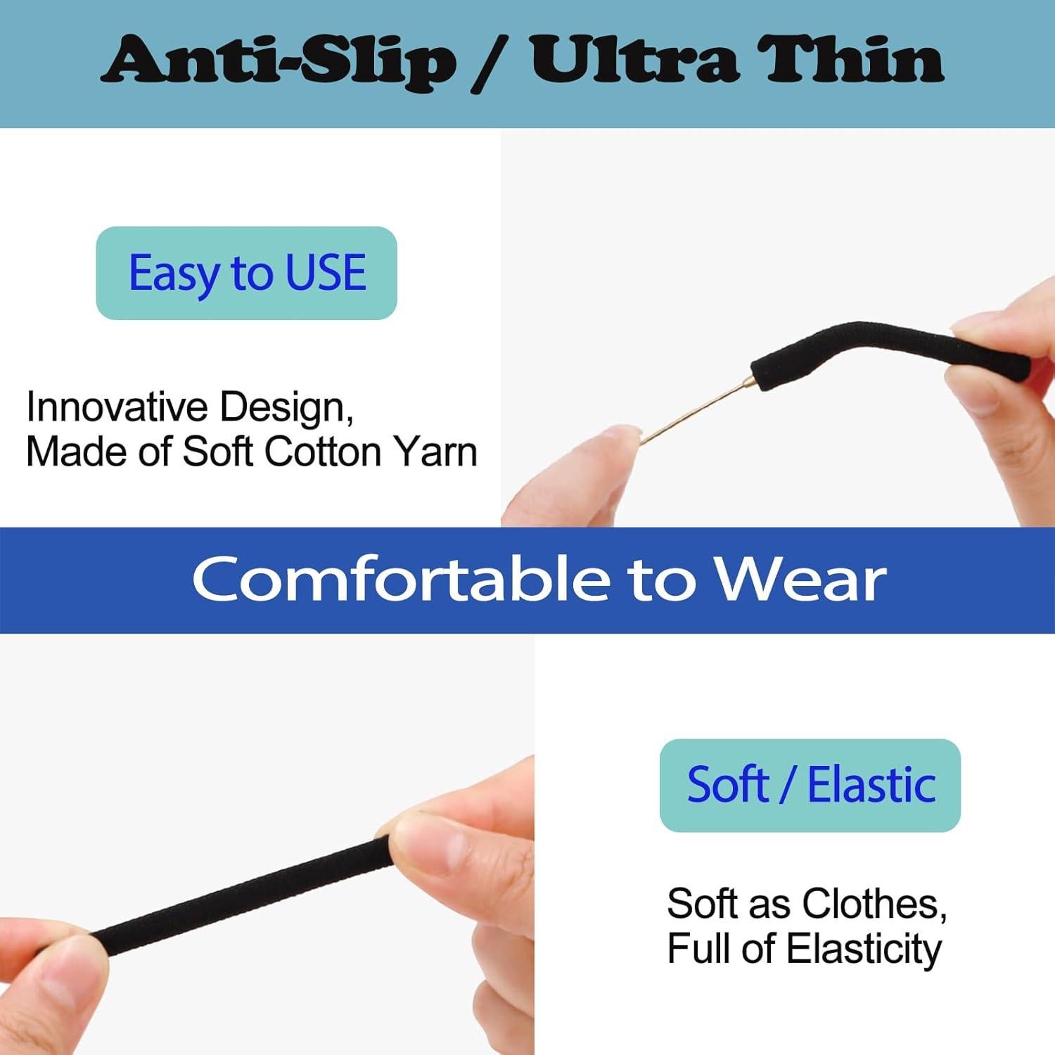 Cojines para orejas de gafas Omnful - 5 pares negros antideslizantes