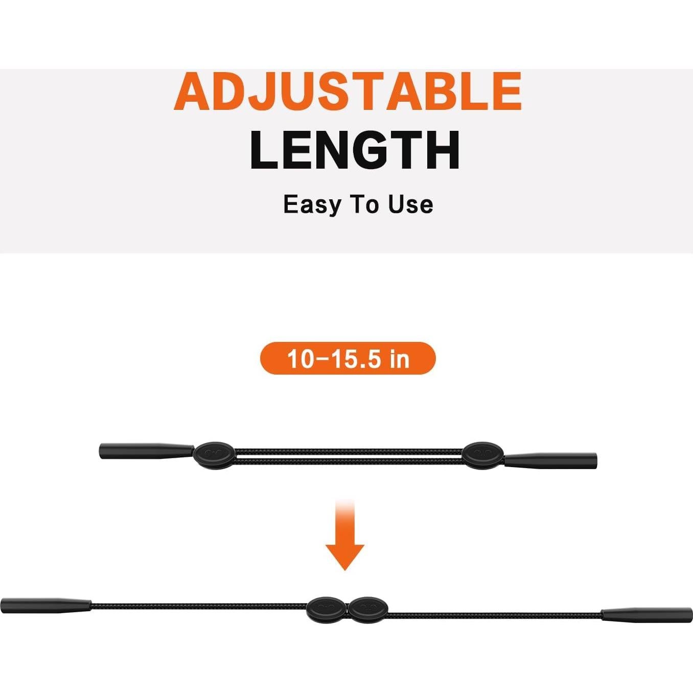 Correa Ajustable para Gafas FOFALY - 3 Pcs Negro 39.37 cm