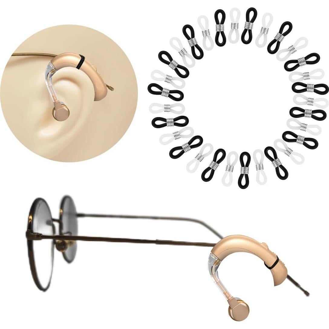 30 Retenedores de Audífono para Gafas CSLJMY - Blanco/Negro