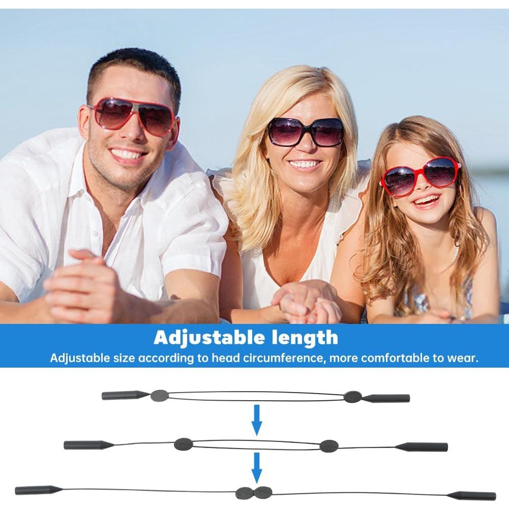 Juego de 6 correas ajustables para gafas + 2 almohadillas + bolsa