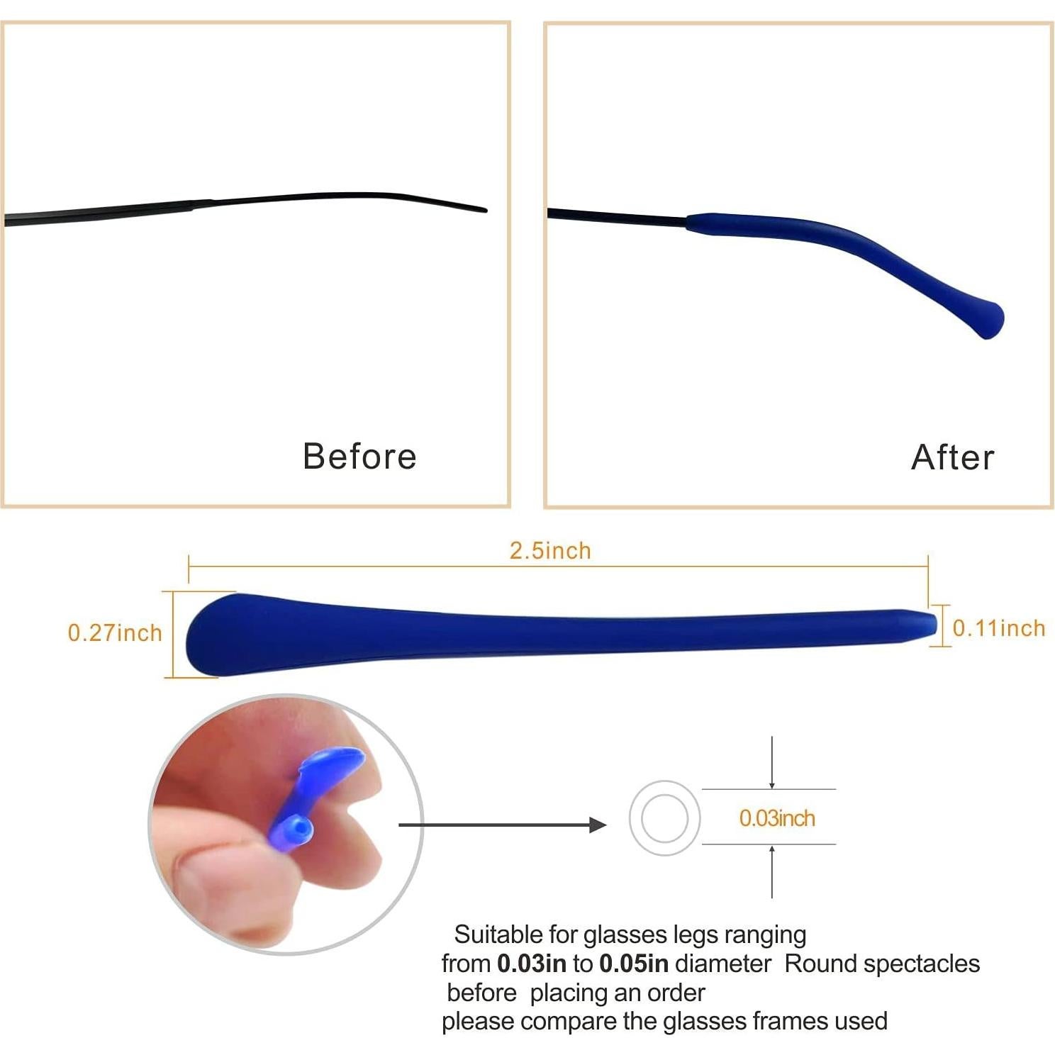 Puntas de Silicona Antideslizantes para Gafas KECHIO - 6 Pares