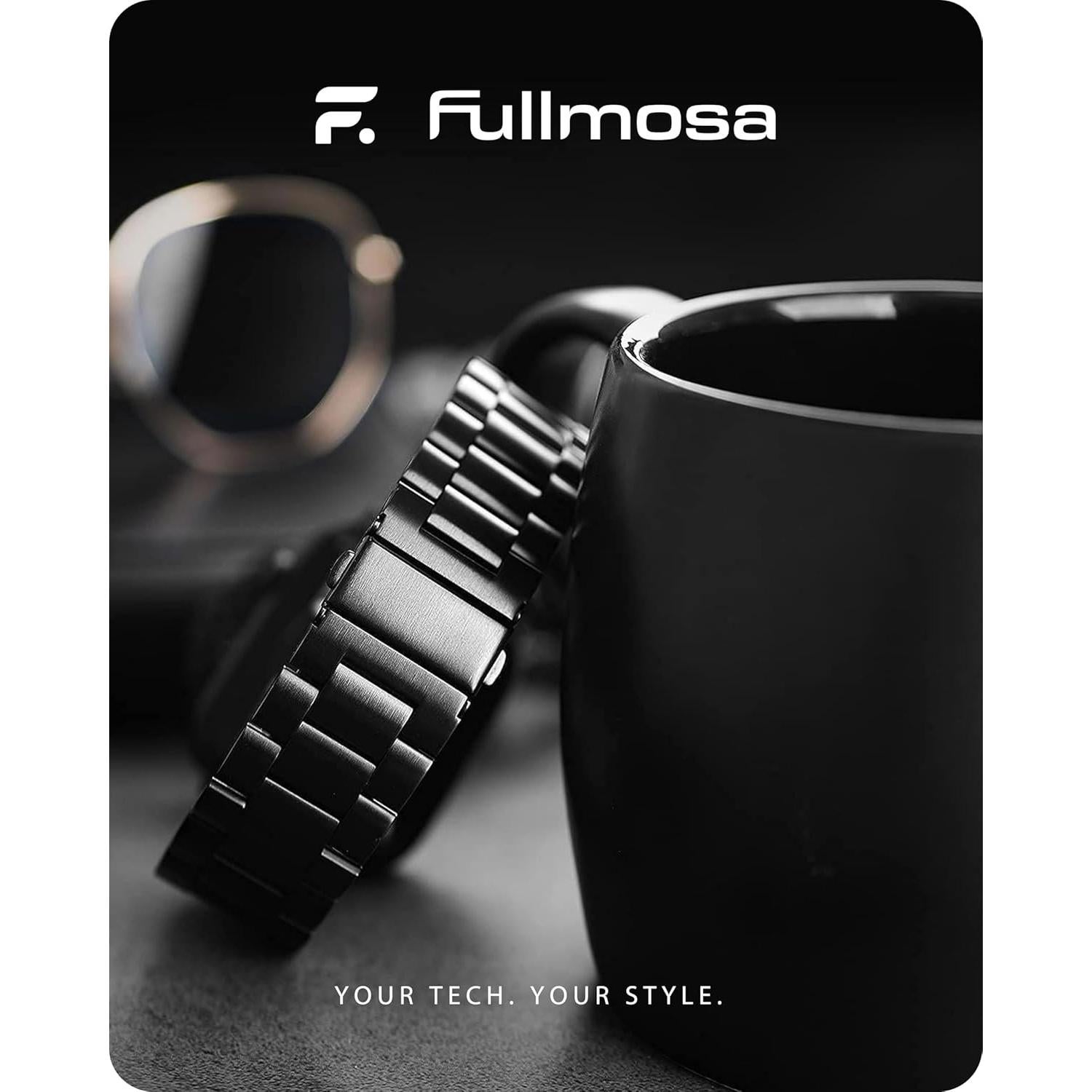 Correa de Metal Fullmosa para Apple Watch 38mm 40mm 41mm Negra
