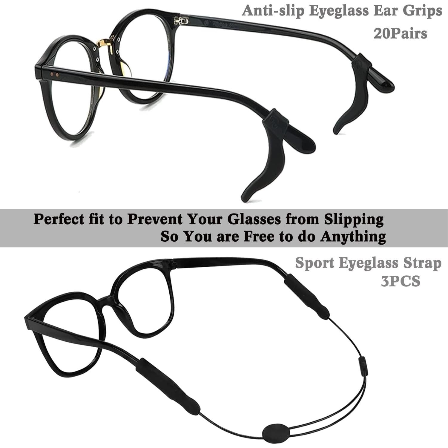 20 Pares Sujetadores Antideslizantes Gafas + 3 Correas Ajustables