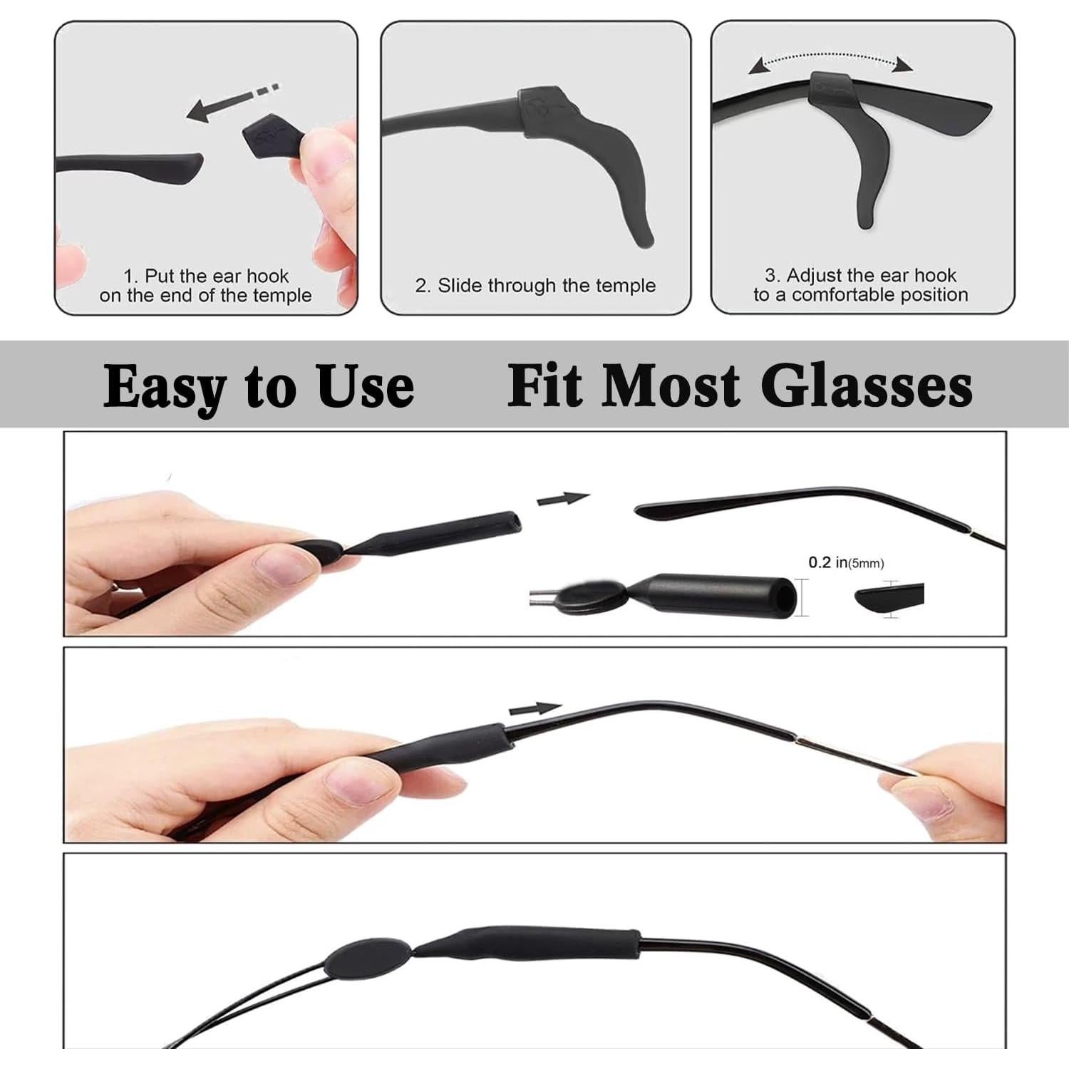 20 Pares Sujetadores Antideslizantes Gafas + 3 Correas Ajustables