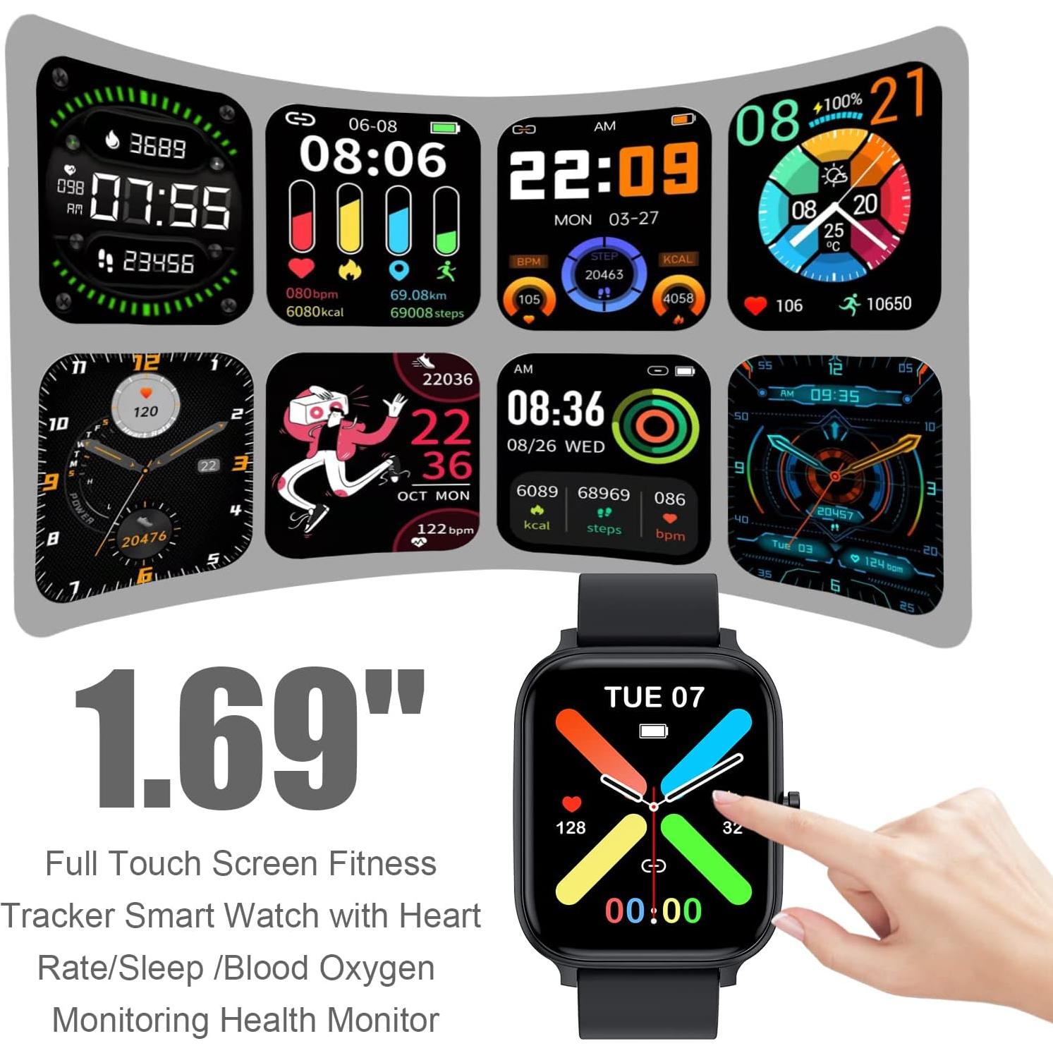 Reloj Inteligente Torjalph IP68 1.69" Bluetooth Fitness Negro