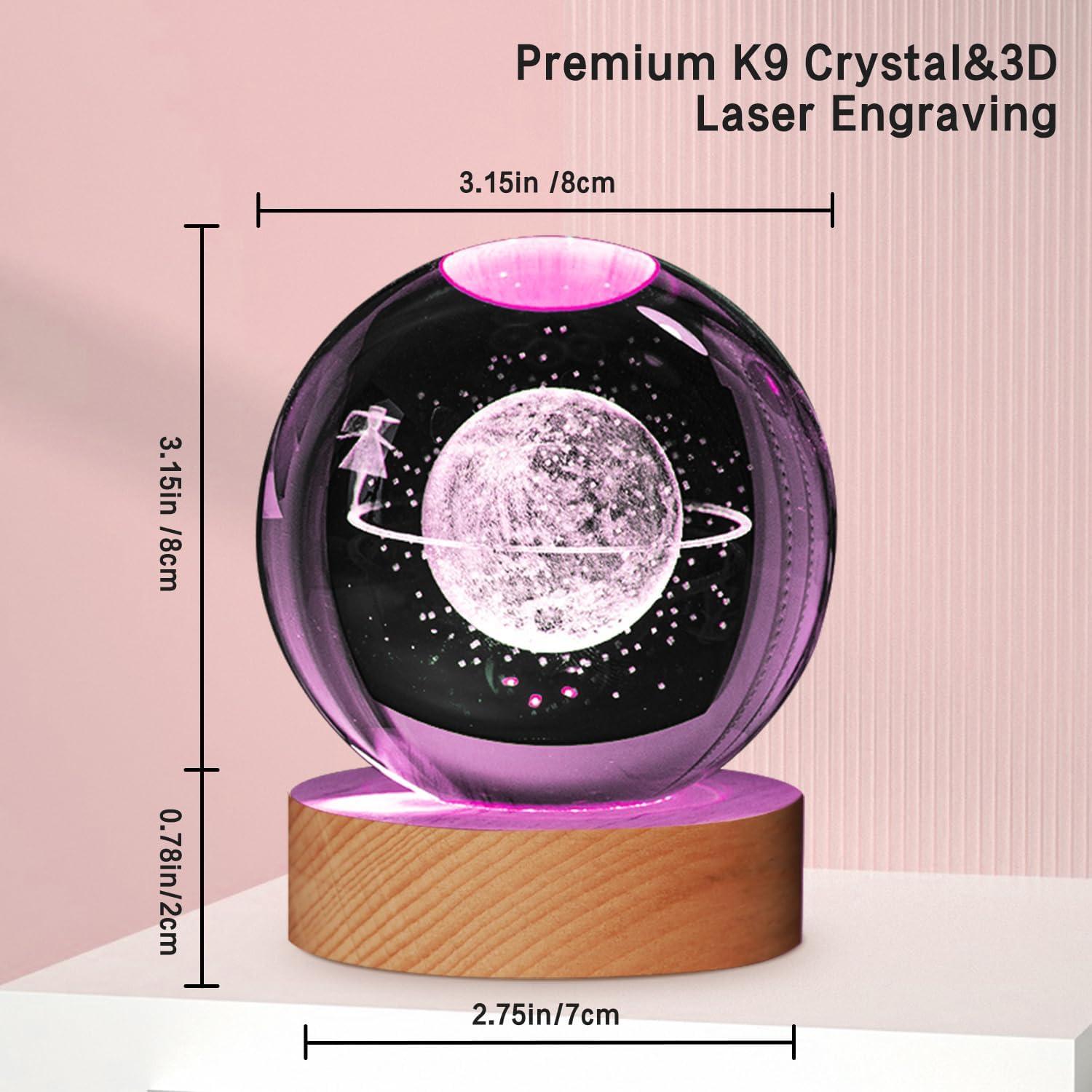 Esfera de Cristal 3D JHXLAMP Luz Nocturna 8 cm 7 Colores