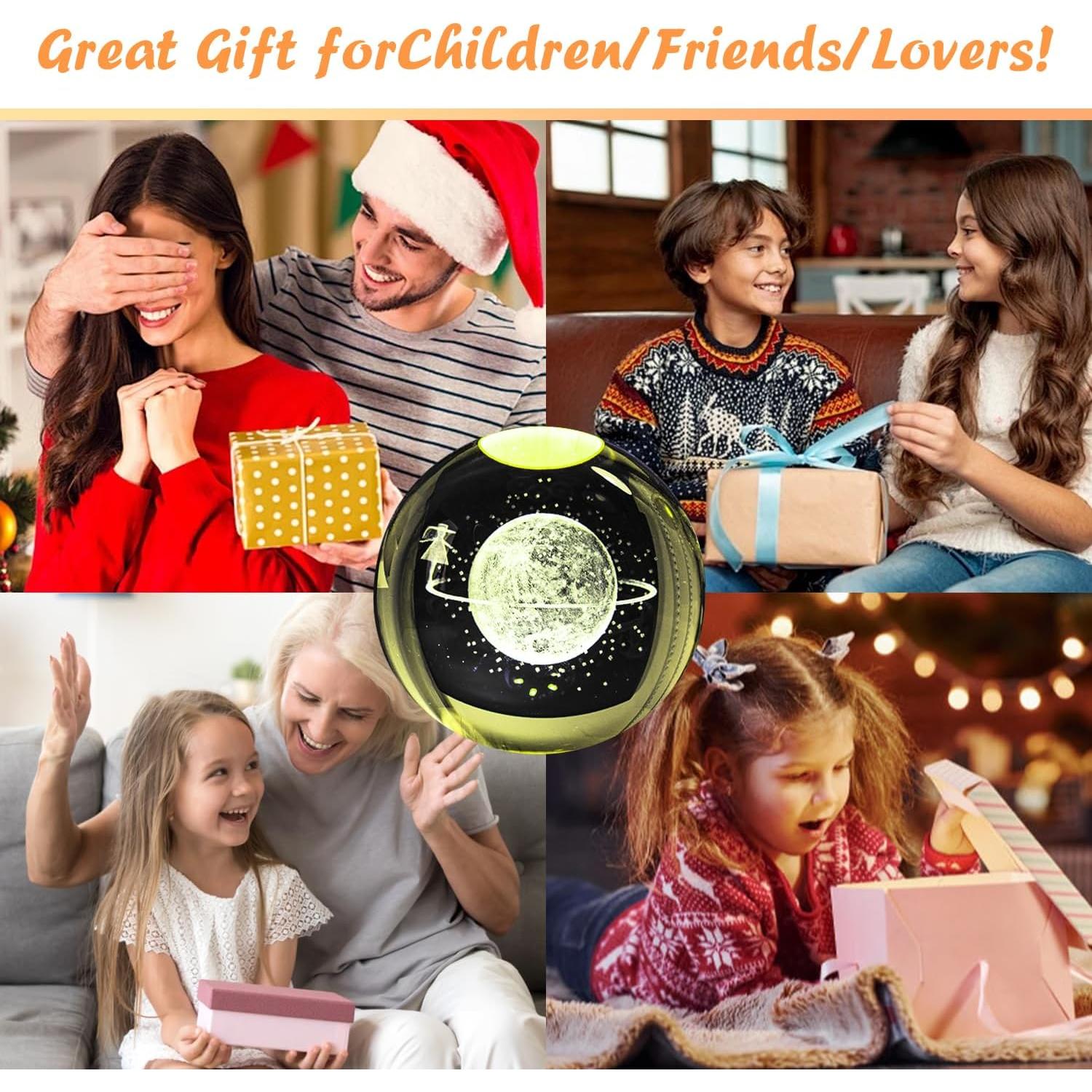 Esfera de Cristal 3D JHXLAMP Luz Nocturna 8 cm 7 Colores