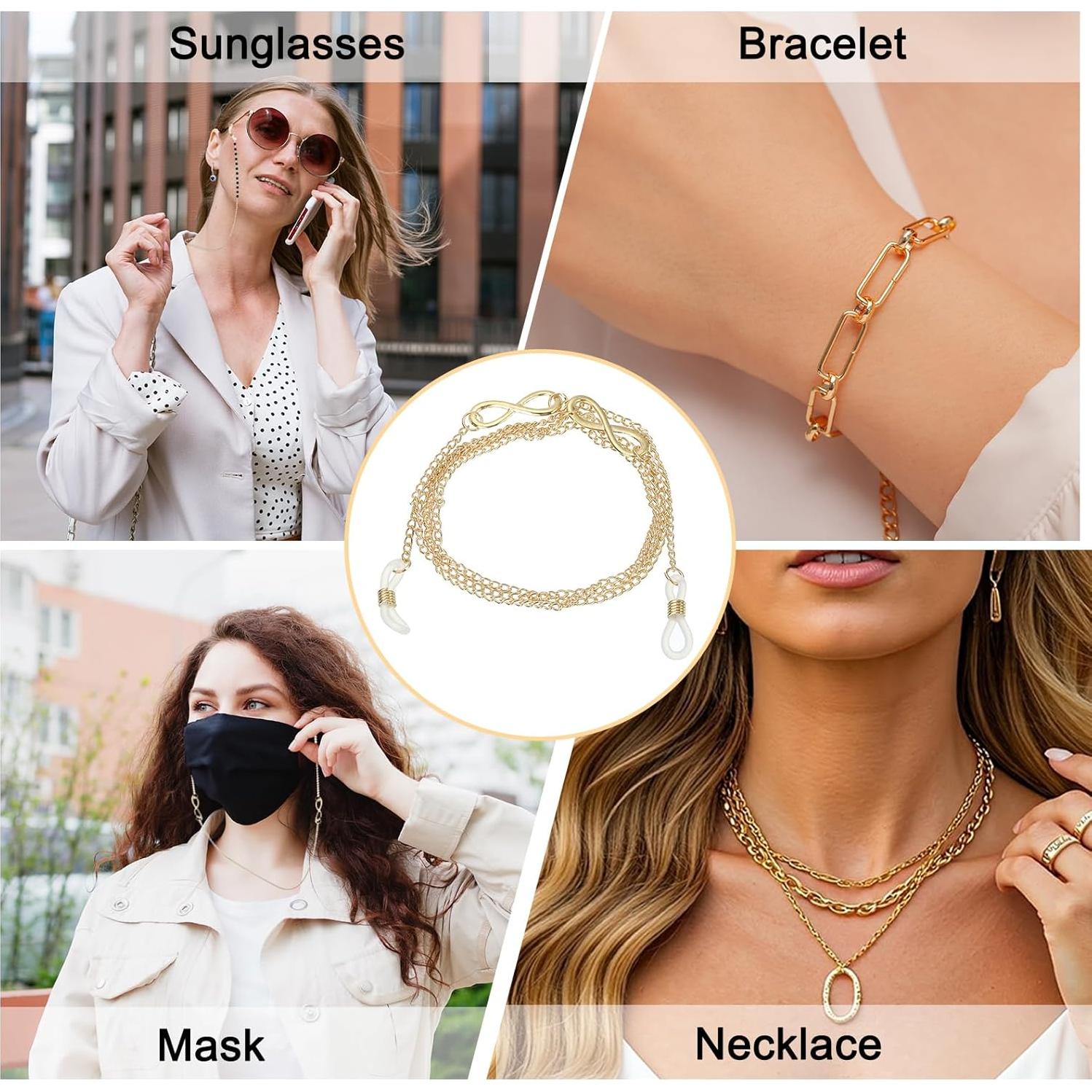 Cadena de Gafas uxcell 75cm Aleación Antideslizante