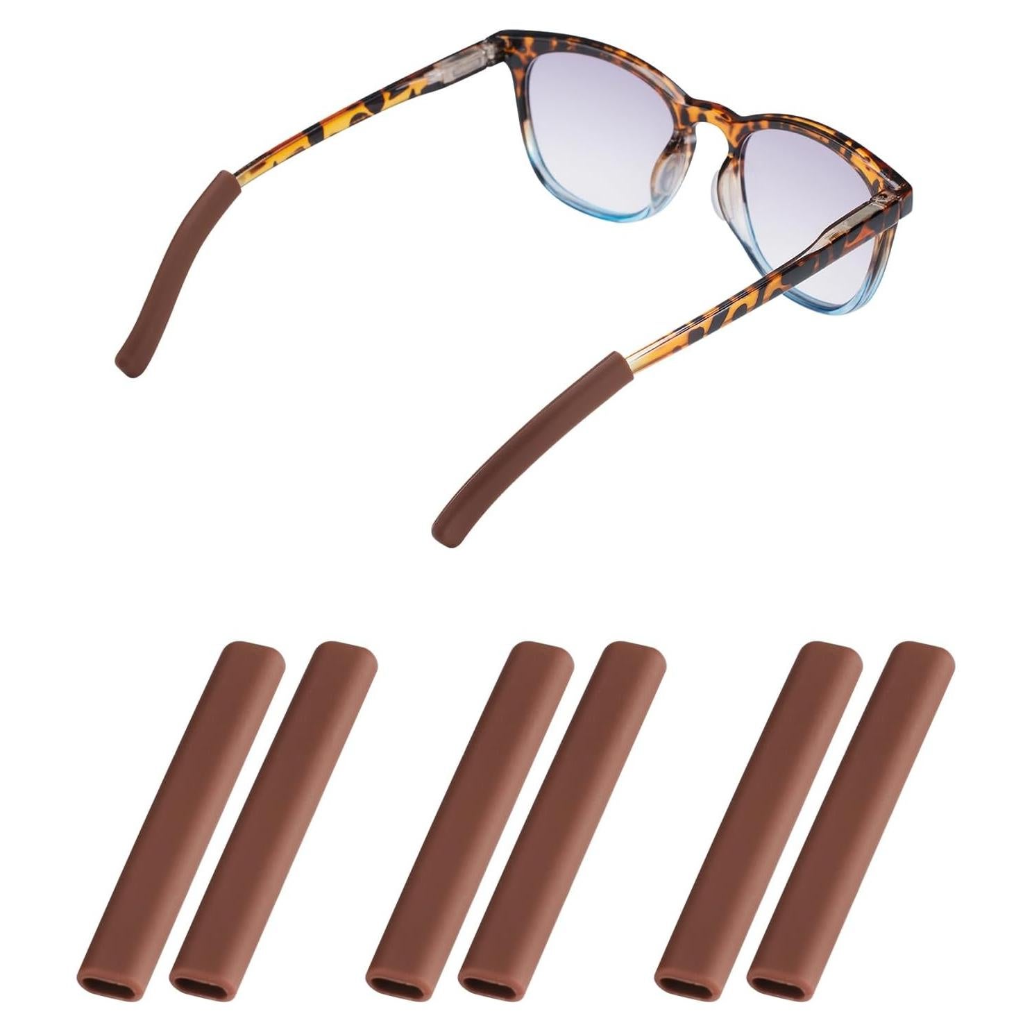 Cojín de Oído Antideslizante Fusanwin para Gafas - 3 Pares Marrón