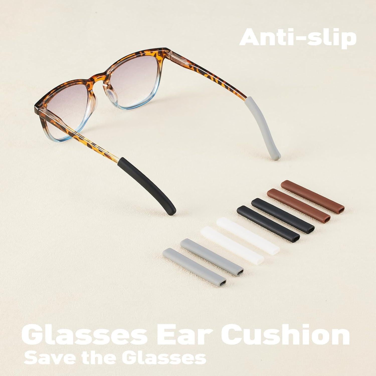 Cojín de Oído Antideslizante Fusanwin para Gafas - 3 Pares Marrón