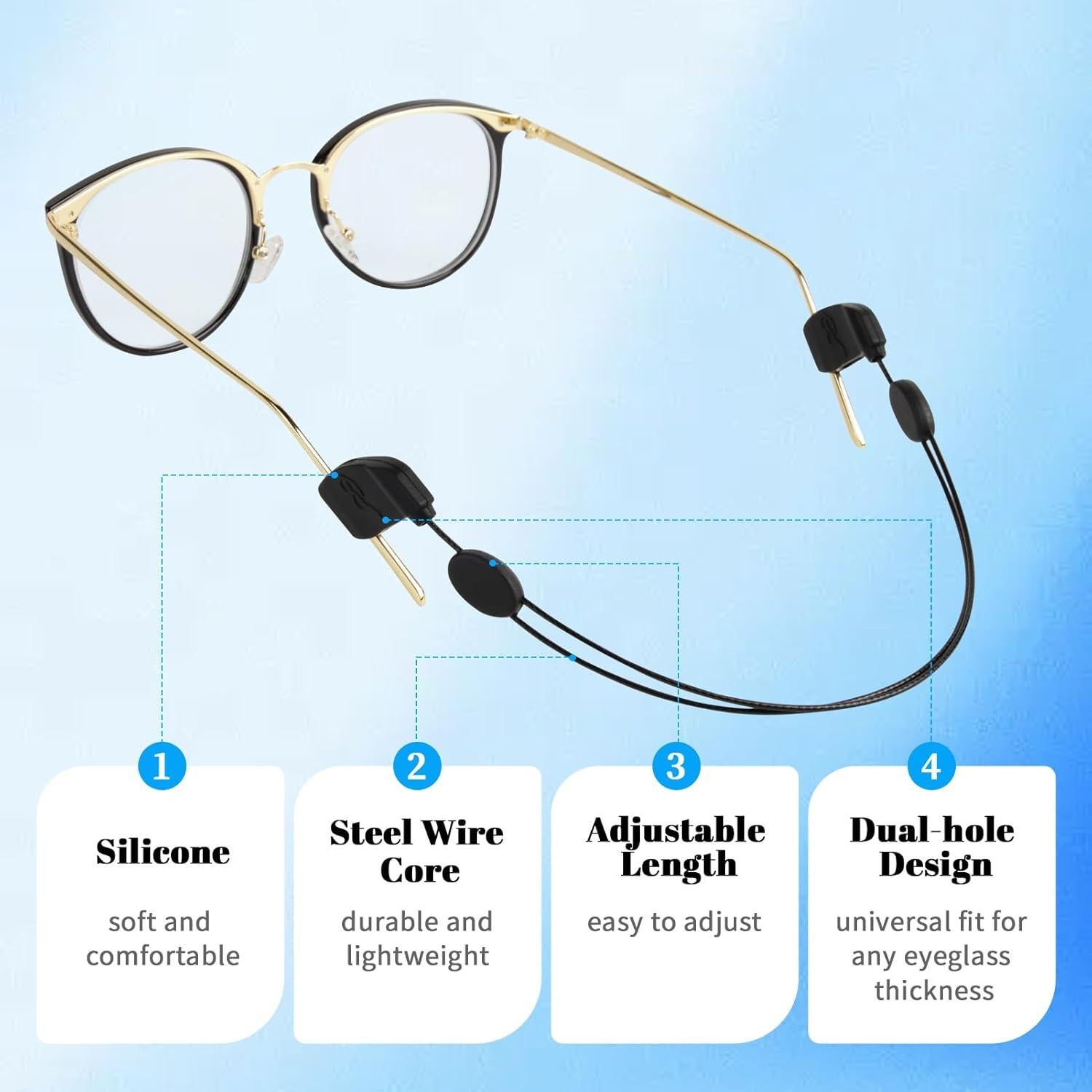 Correa Ajustable para Gafas Allfulyun - Antideslizante, Negro