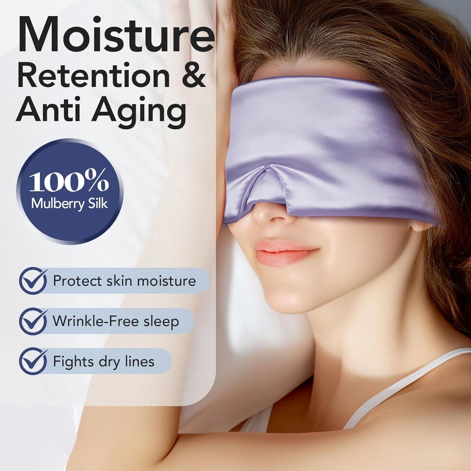 Máscara de Sueño de Seda LitBear - Bloqueadora de Luz Púrpura