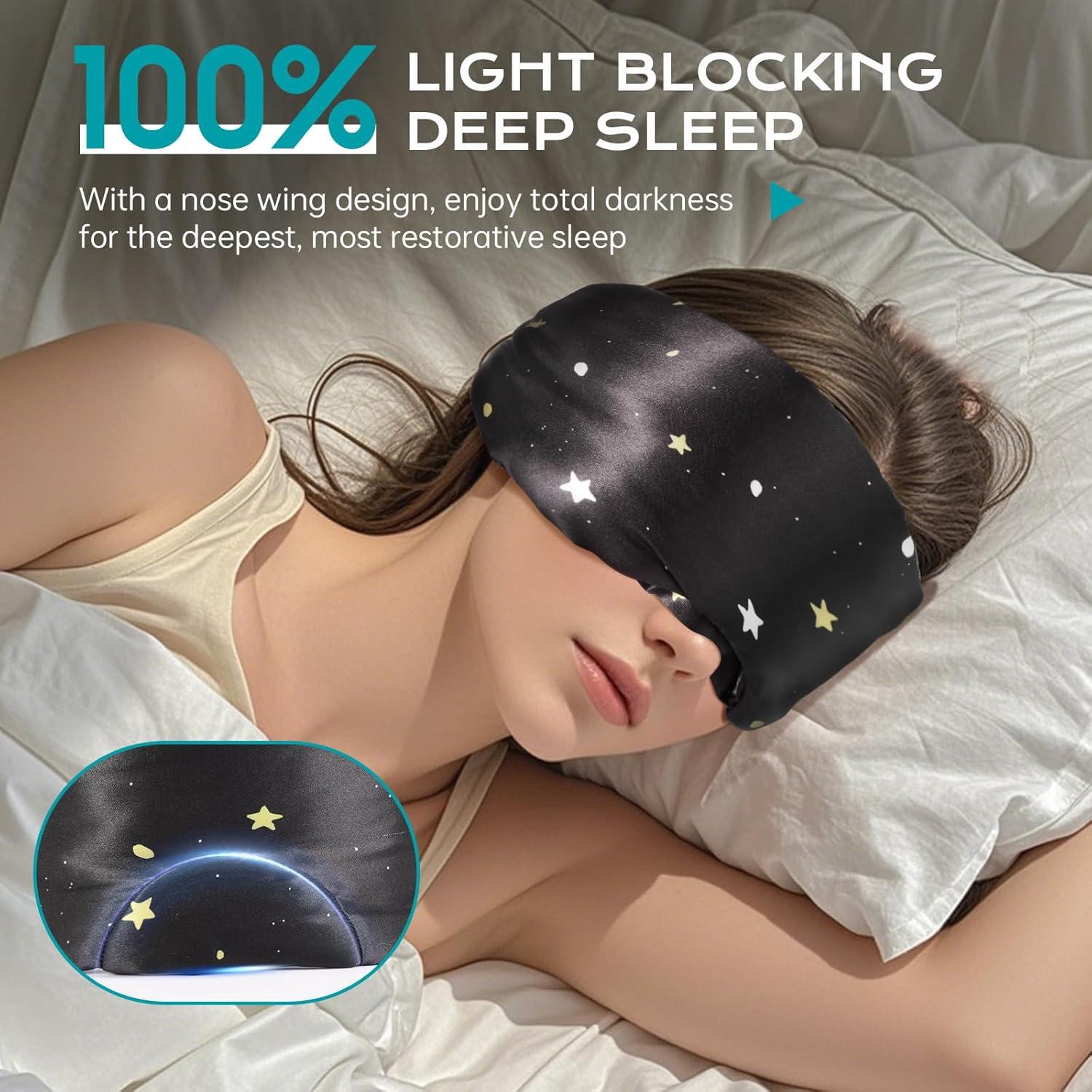 MÁSCARA DE SUEÑO MUSICOZY de Seda Morera Ajustable Negra