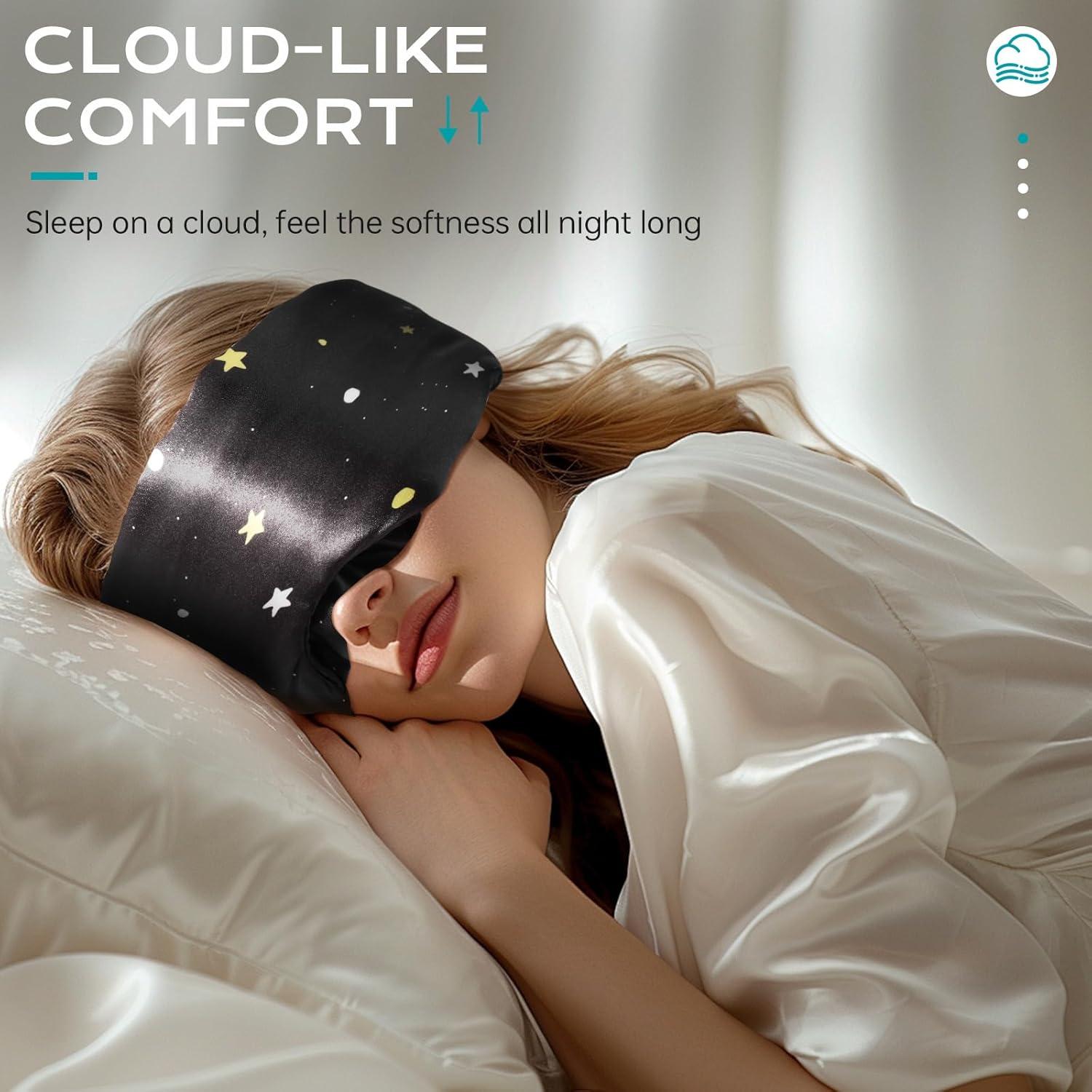 MÁSCARA DE SUEÑO MUSICOZY de Seda Morera Ajustable Negra