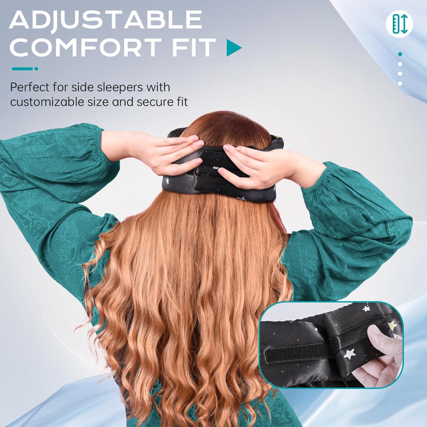 MÁSCARA DE SUEÑO MUSICOZY de Seda Morera Ajustable Negra