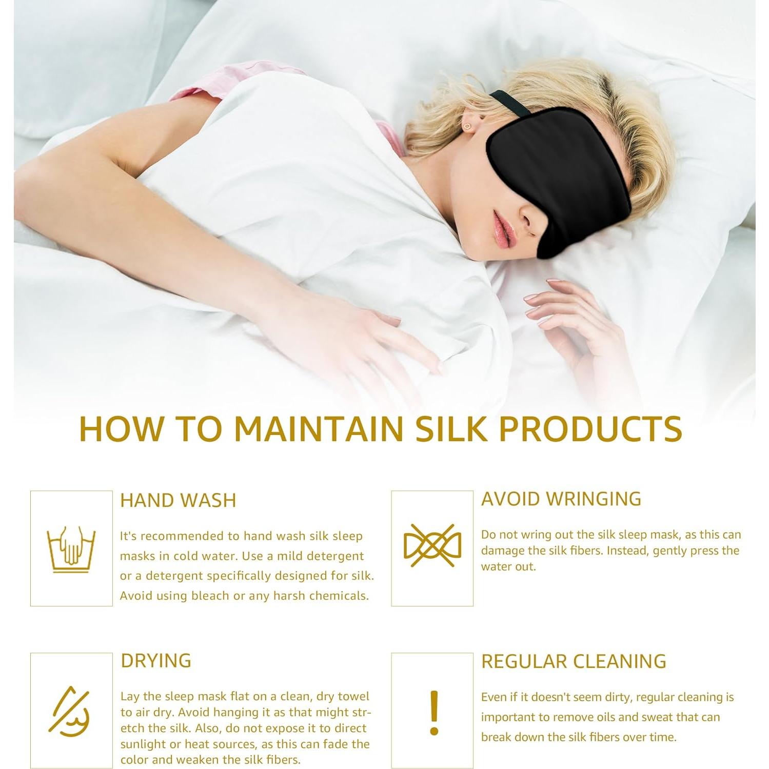 Máscara de Sueño de Seda HGBOO | 100% Seda Natural | Ajustable