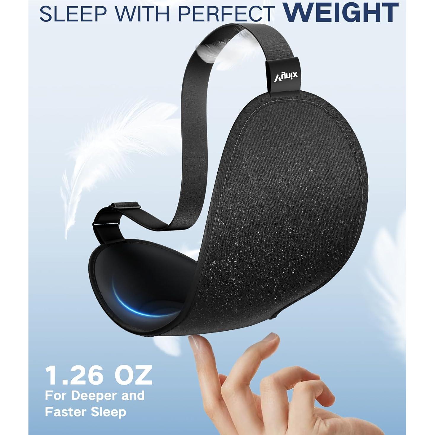 Máscara de Sueño Vynix 3D Antifaz Negro Ajustable Bloqueo Luz