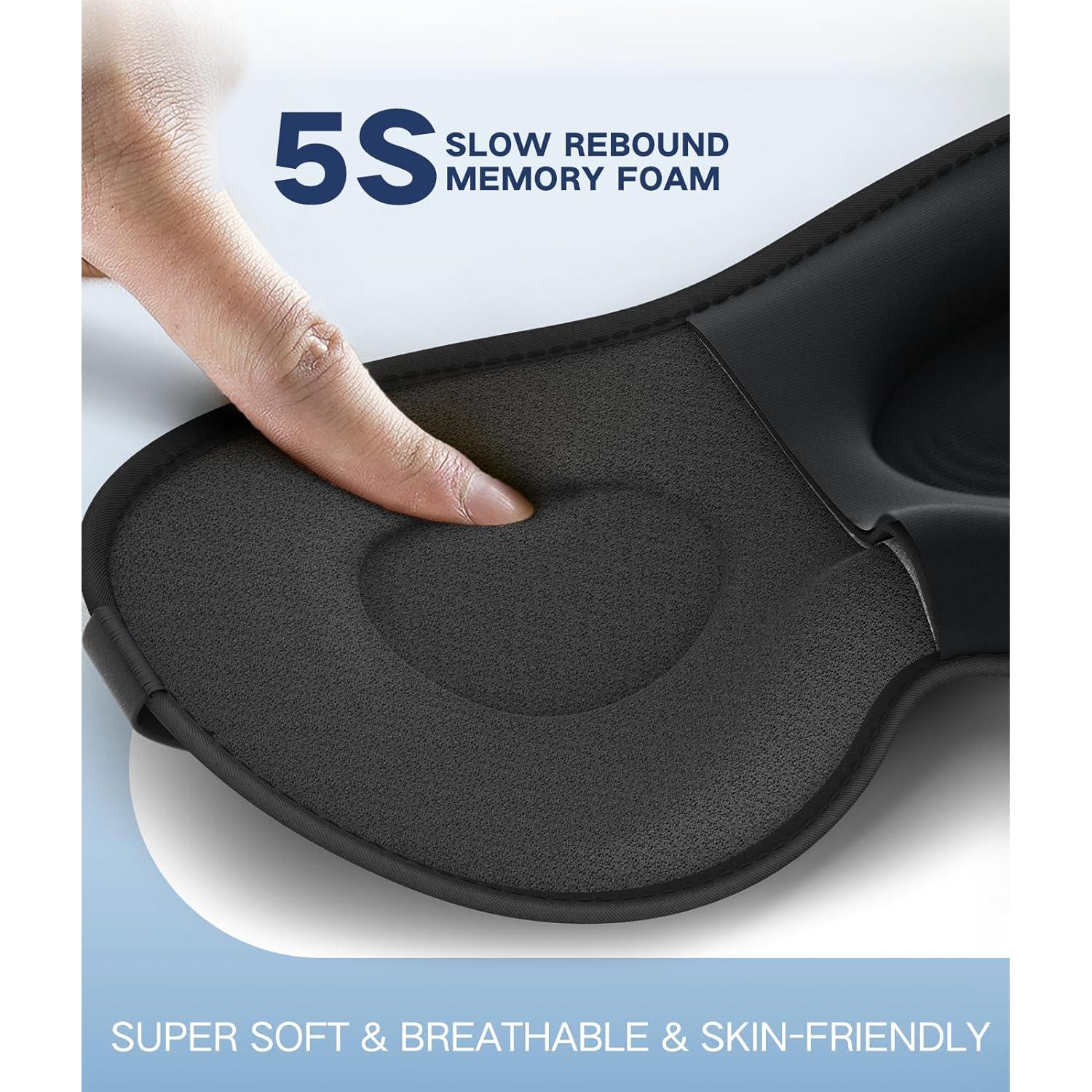 Máscara de Sueño Vynix 3D Antifaz Negro Ajustable Bloqueo Luz