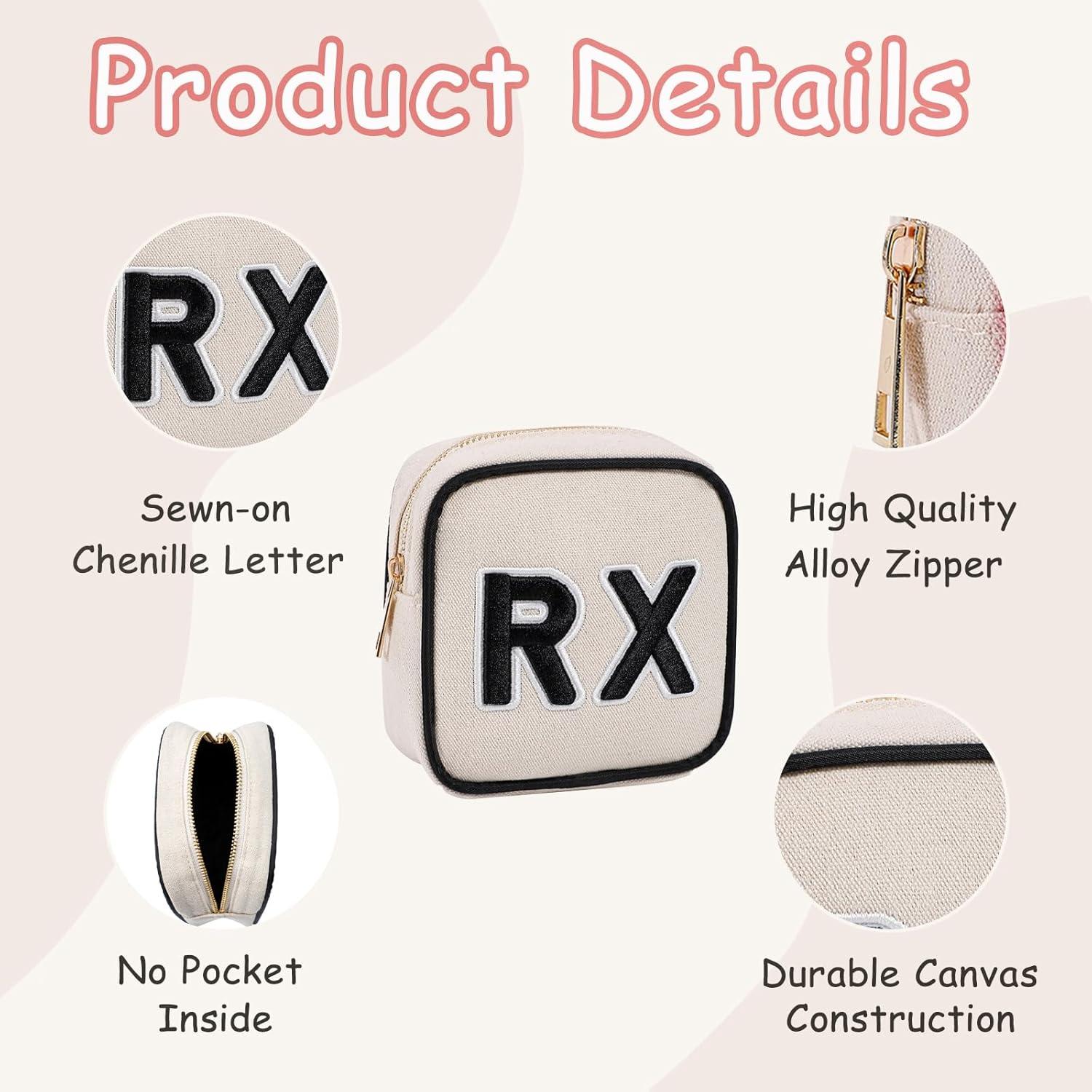 Bolsa de Maquillaje Lona RSRSLEII Beige 12.7x11.4x6.1 cm