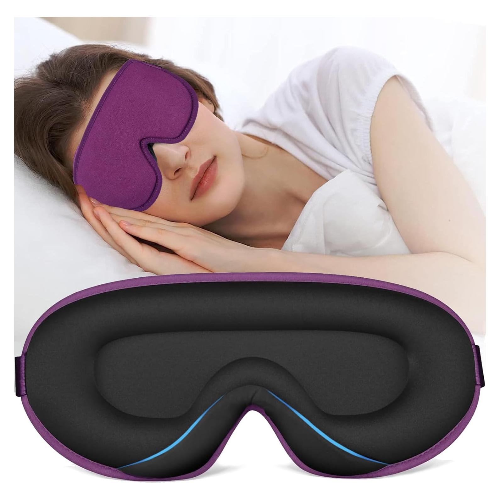 Máscara de Sueño 3D Rayhee para Dormir, Bloqueo Total de Luz, Púrpura