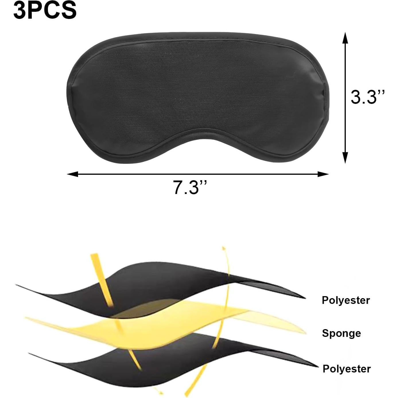 3 Máscaras de Ojos Suaves y Cómodas Juxiamal - Negro