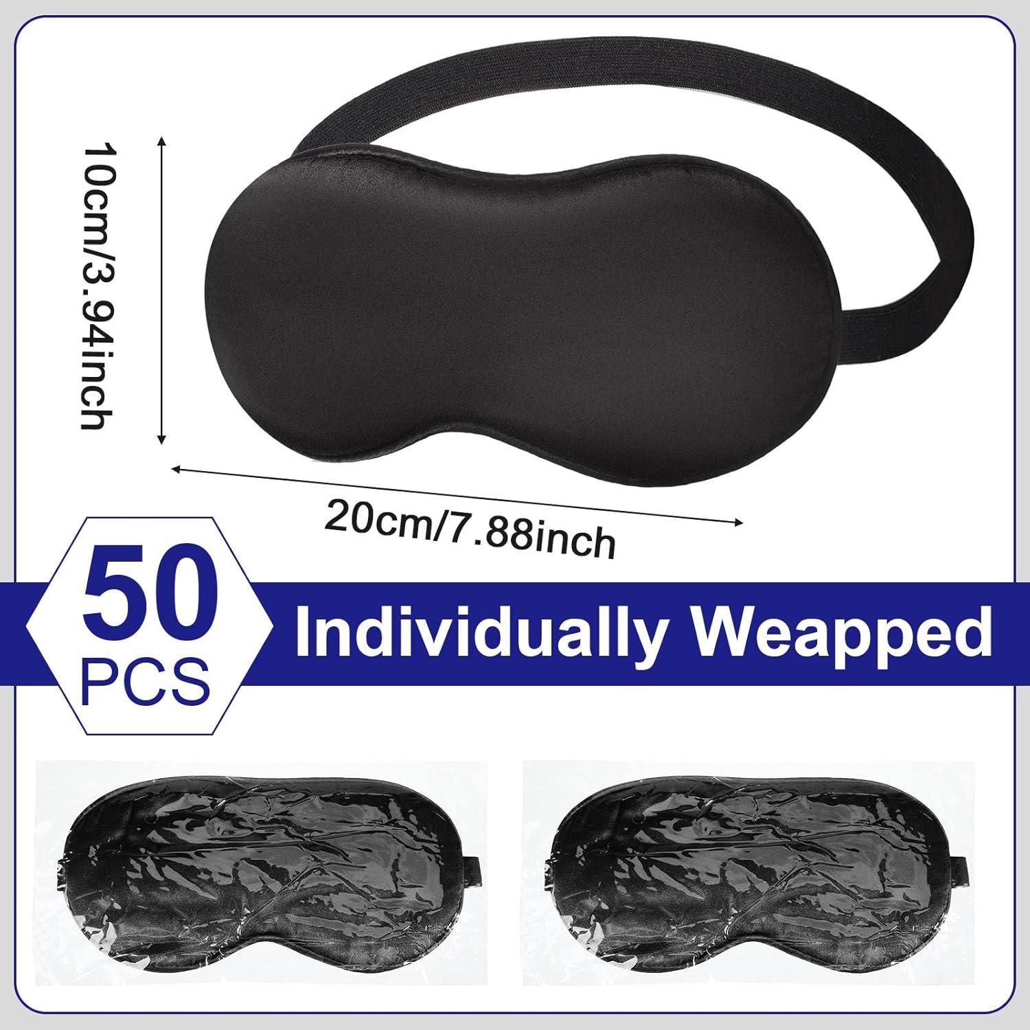 50 Pcs Máscaras de Sueño de Seda NuevaCotte Ajustables Negros