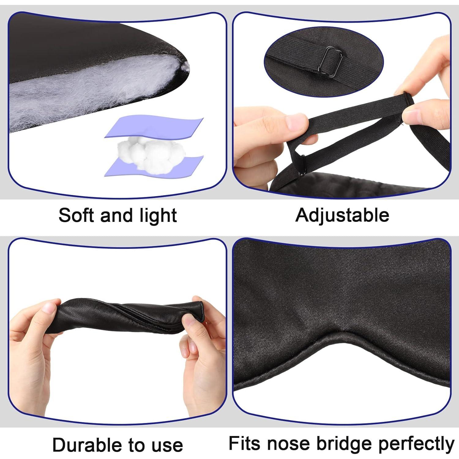 50 Pcs Máscaras de Sueño de Seda NuevaCotte Ajustables Negros