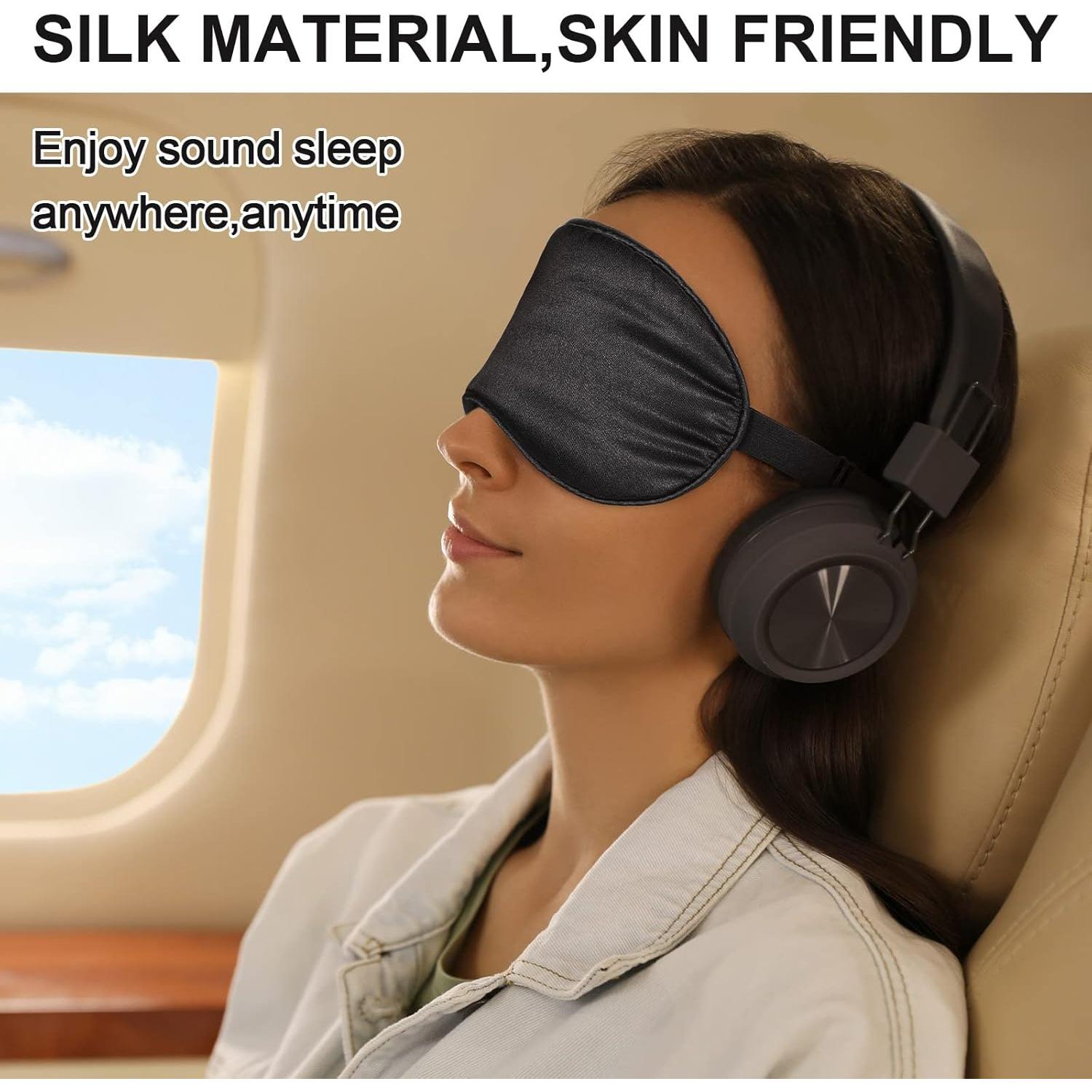 50 Pcs Máscaras de Sueño de Seda NuevaCotte Ajustables Negros