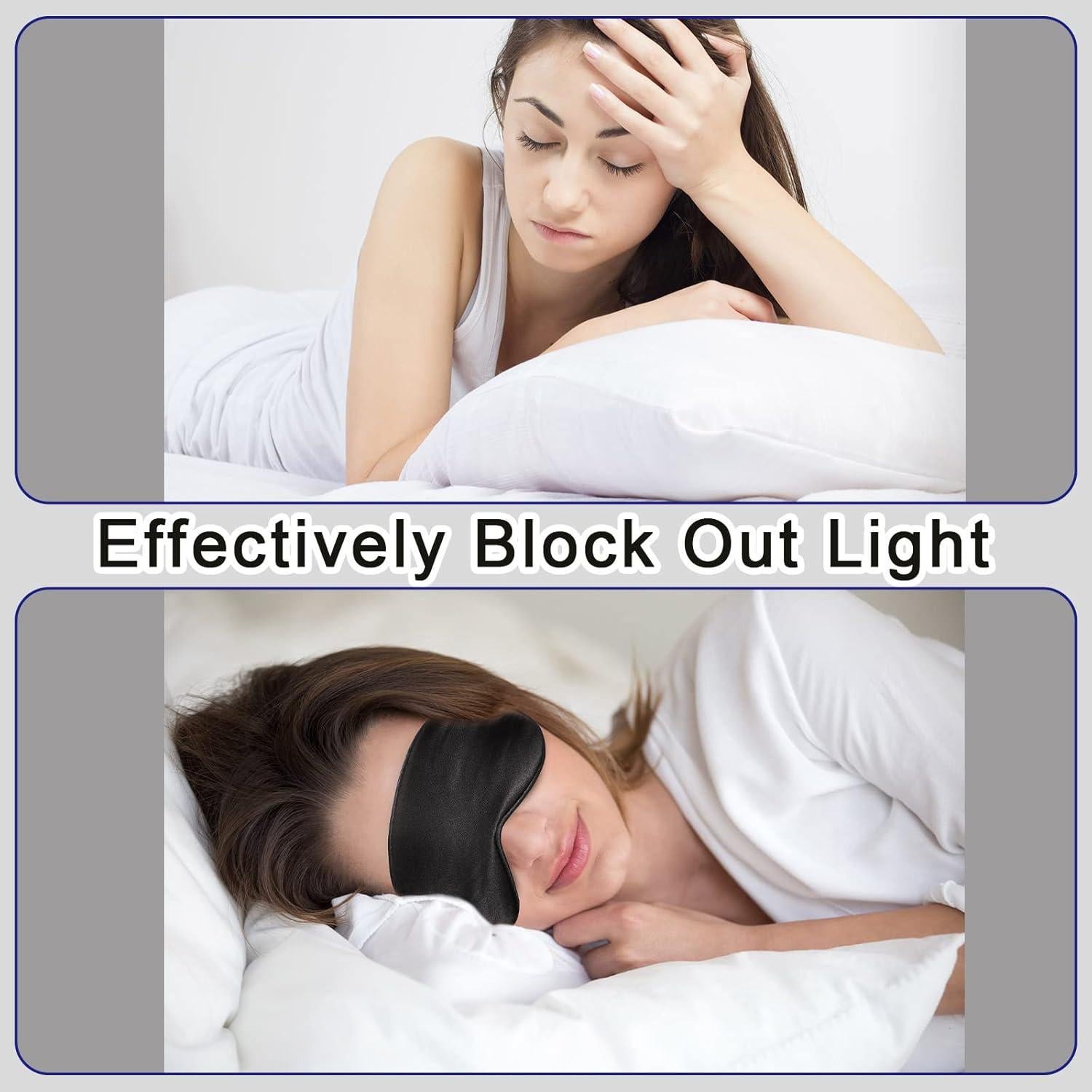 50 Pcs Máscaras de Sueño de Seda NuevaCotte Ajustables Negros