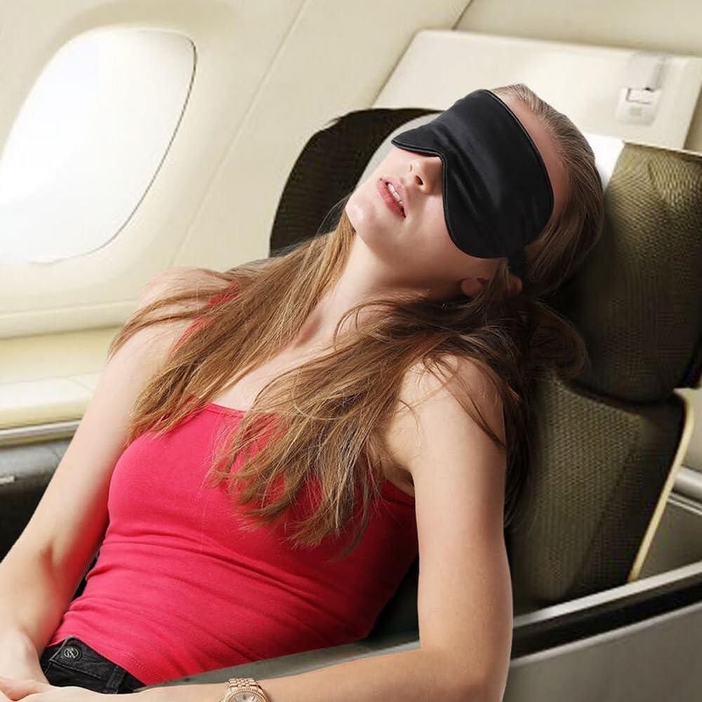 Máscara de Sueño de Seda Ukissim Ajustable Lavable - Negro