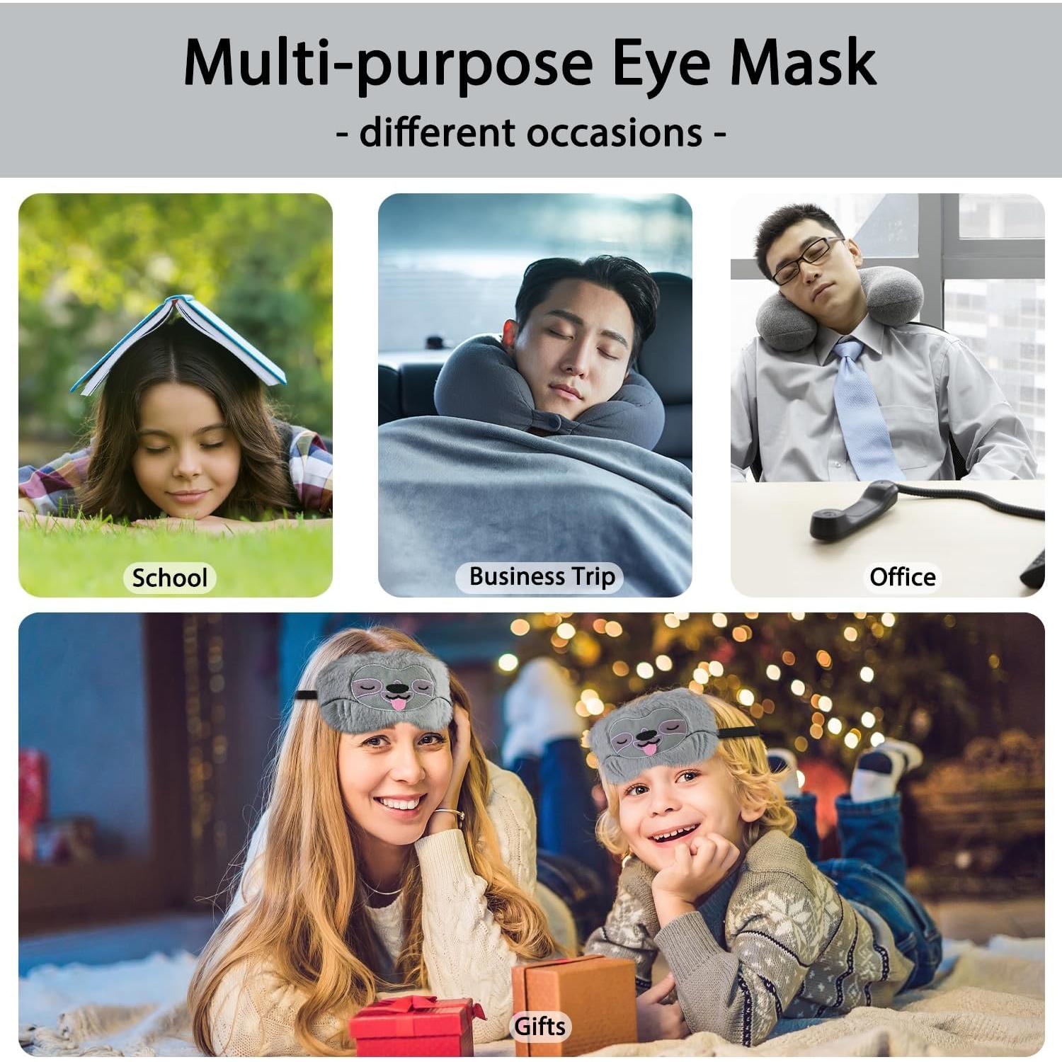 Máscara para dormir Ynaize perezoso gris suave 20x8 cm