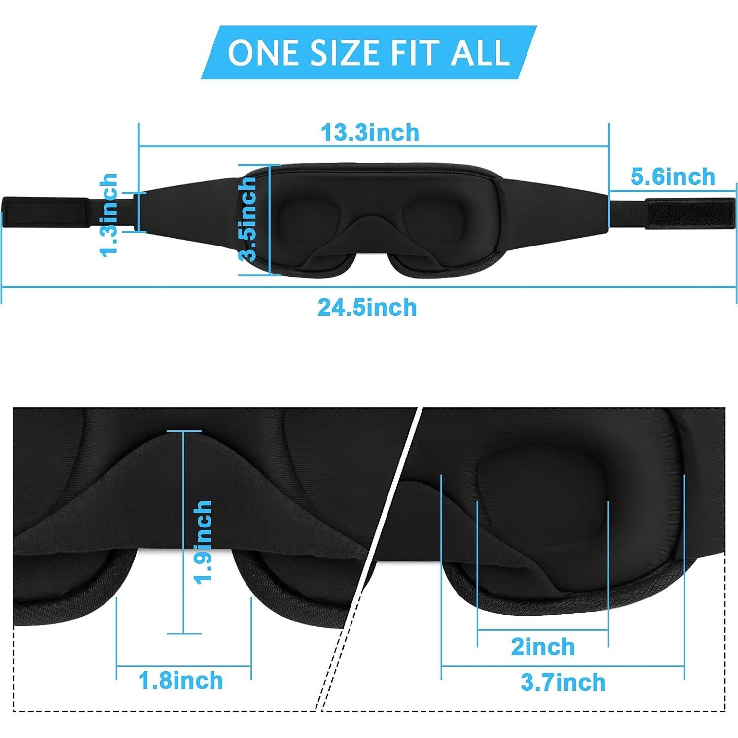 Máscara para dormir RIWISLL 3D bloqueadora de luz negra
