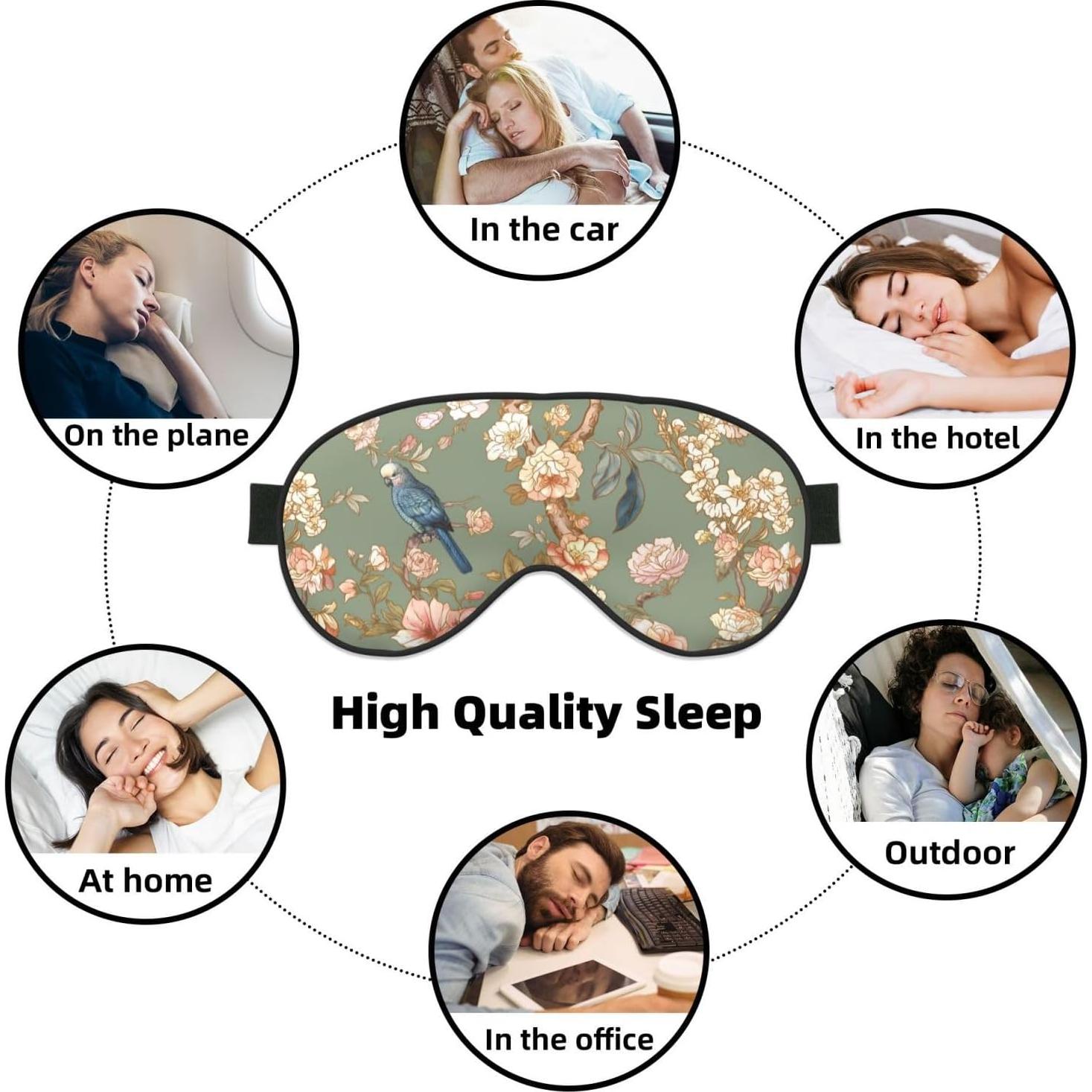 Máscara de Sueño YNXYTB Árboles en Flor - Ajustable y Suave