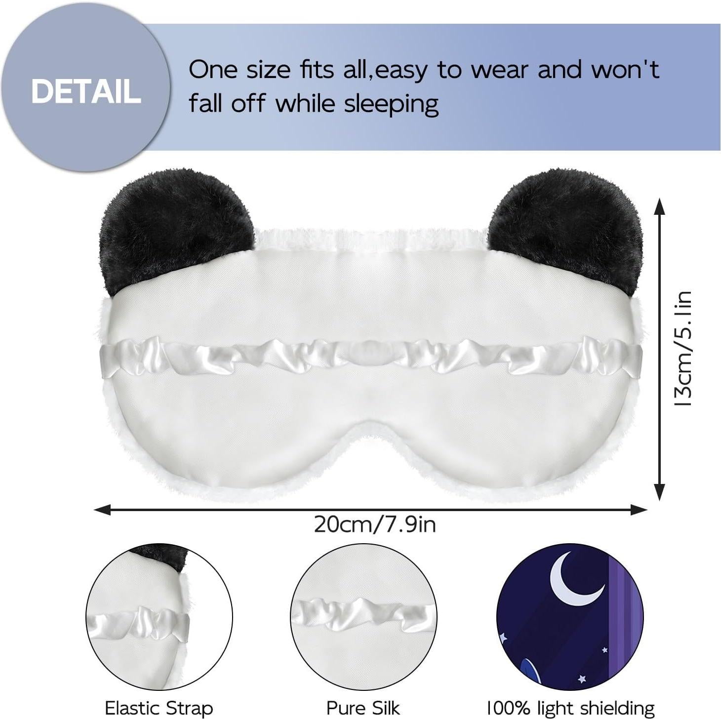 Máscara de Sueño Panda Mezeic Terciopelo Suave 24x14cm