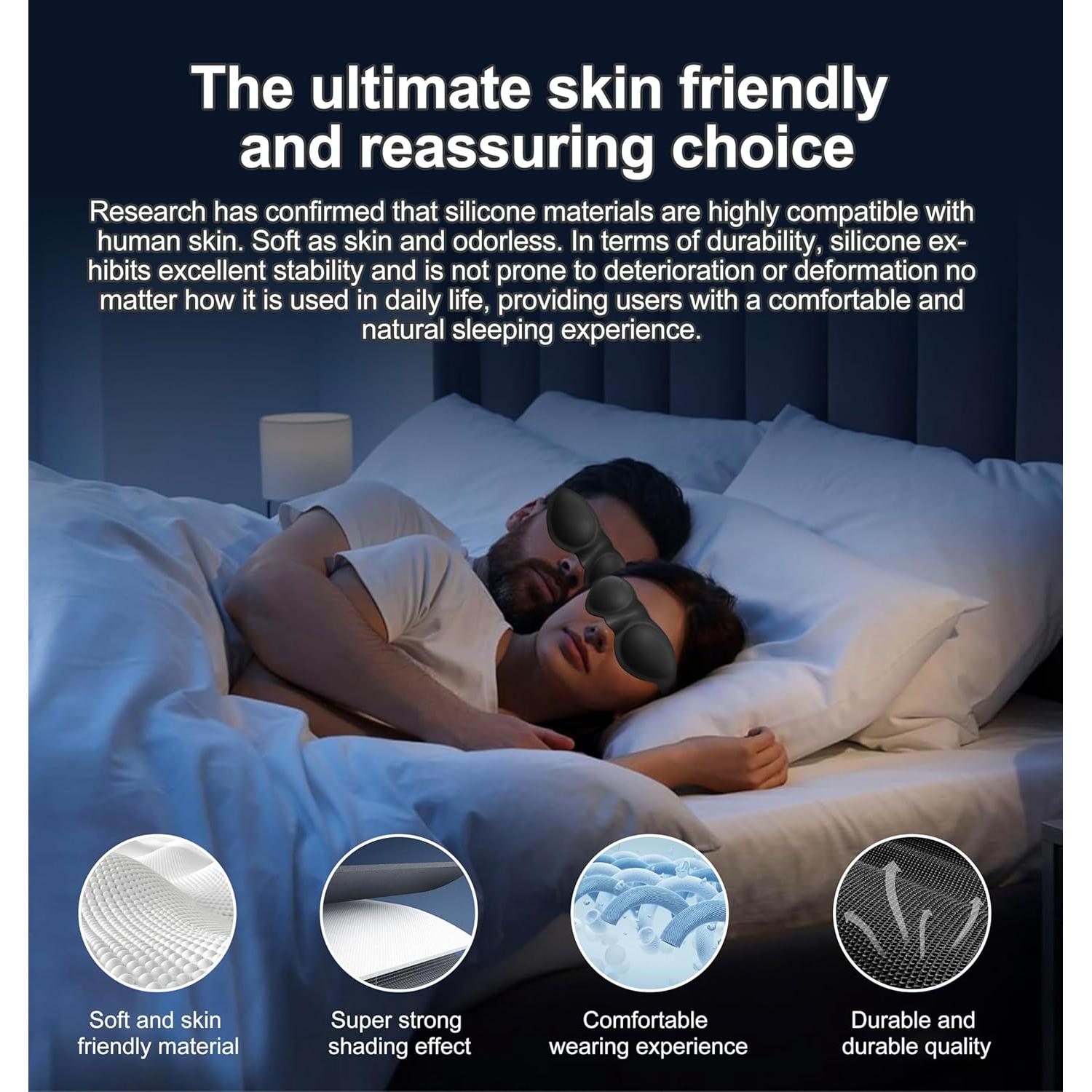 Máscara de Sueño de Silicona GROZOSS - Ajuste Cómodo y Reutilizable