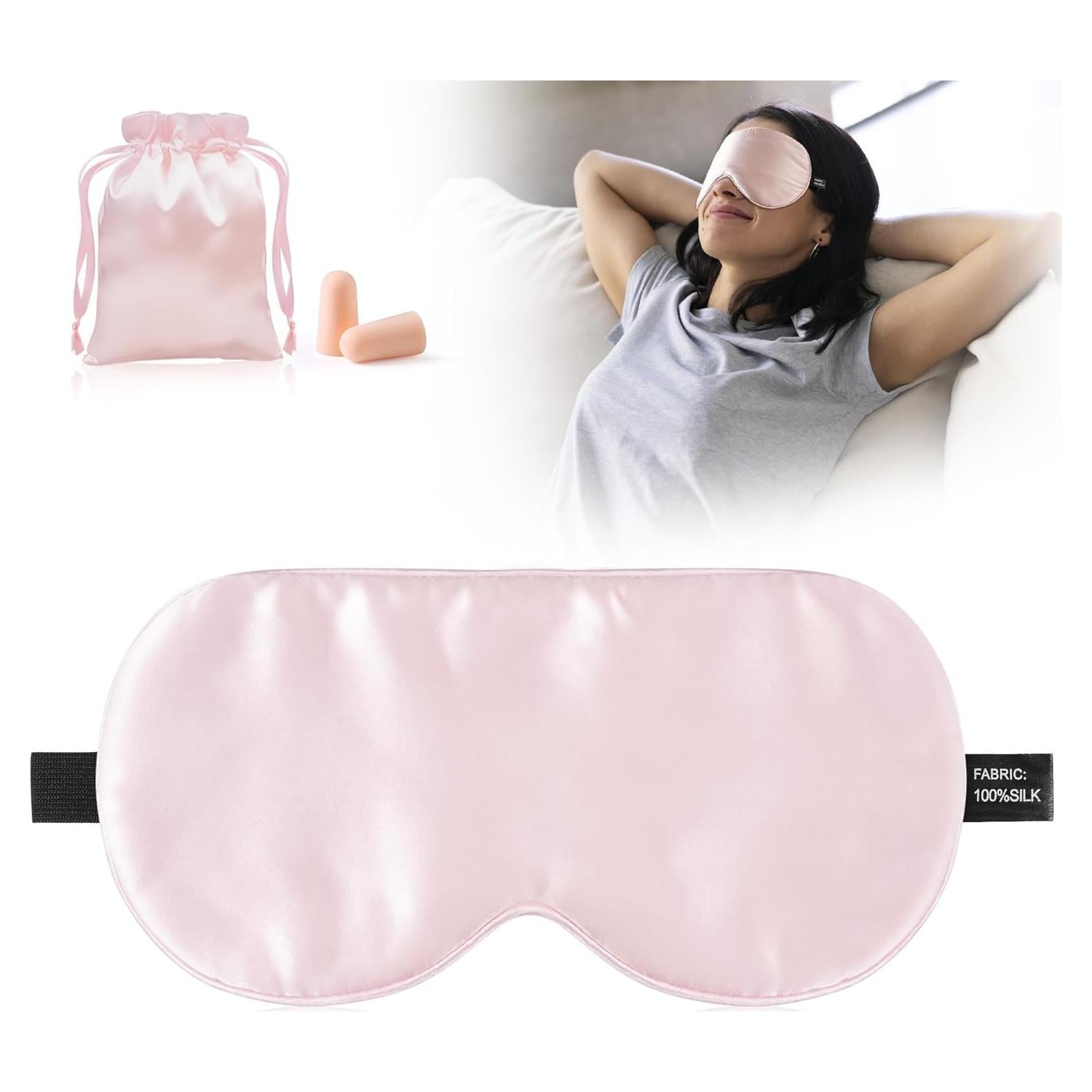 Máscara de Sueño 100% Seda Pyopbow Rosa Ajustable