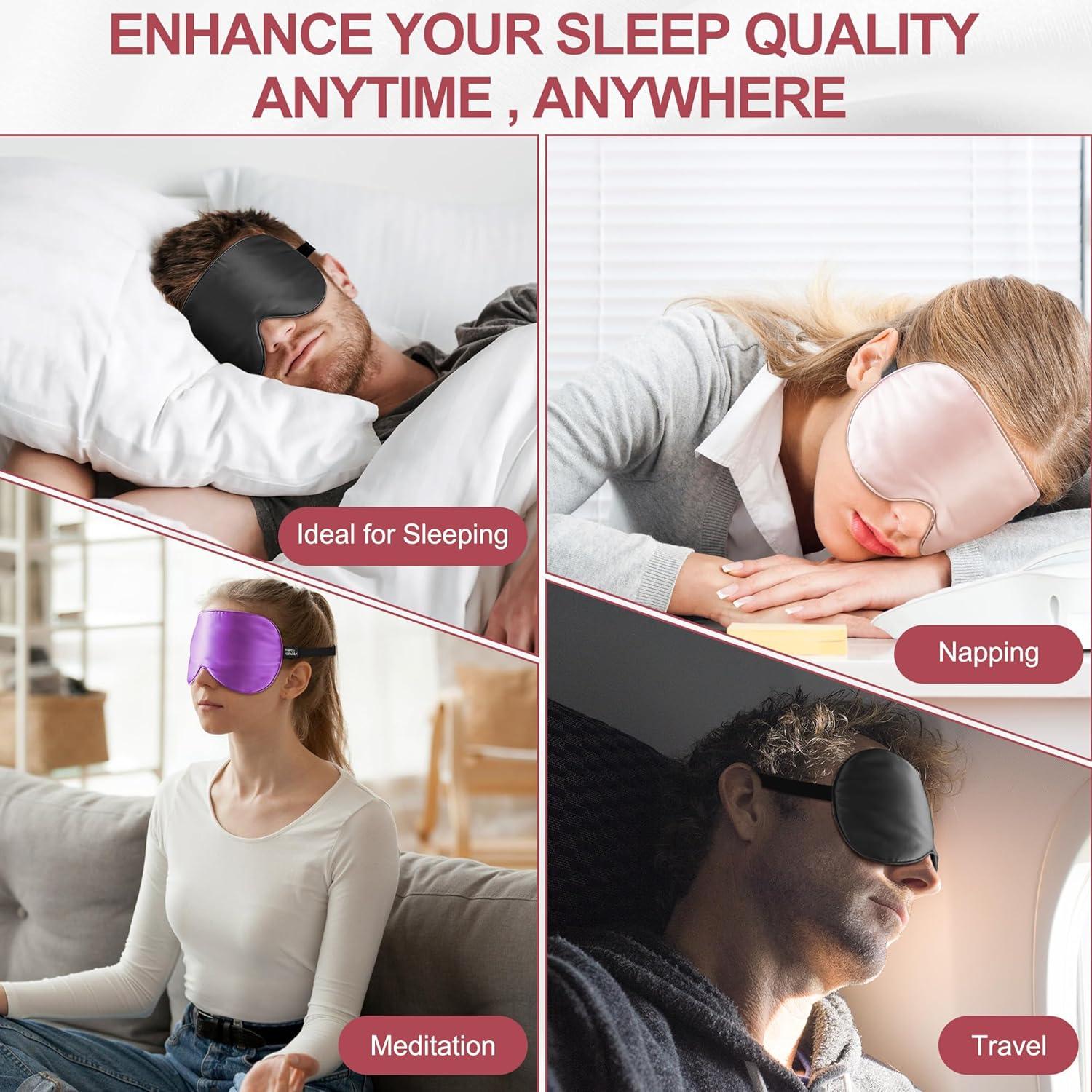 Máscara de Sueño 100% Seda Pyopbow Rosa Ajustable